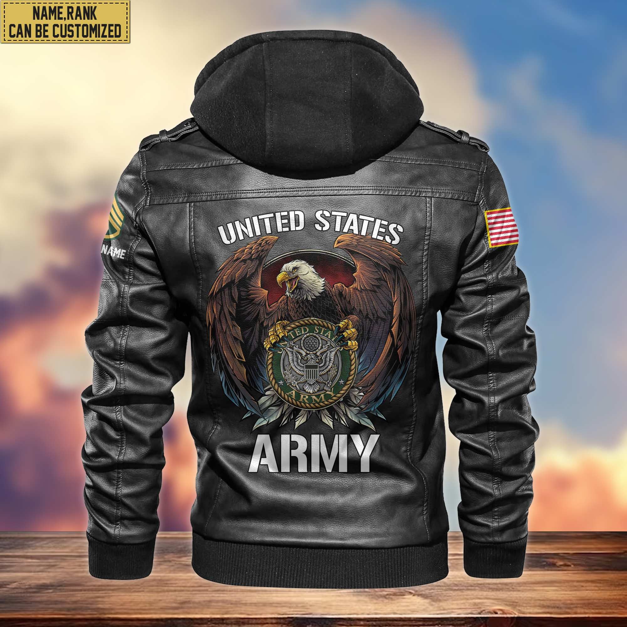 Premium US Army Leather Jacket, Gifts For Army Veteran