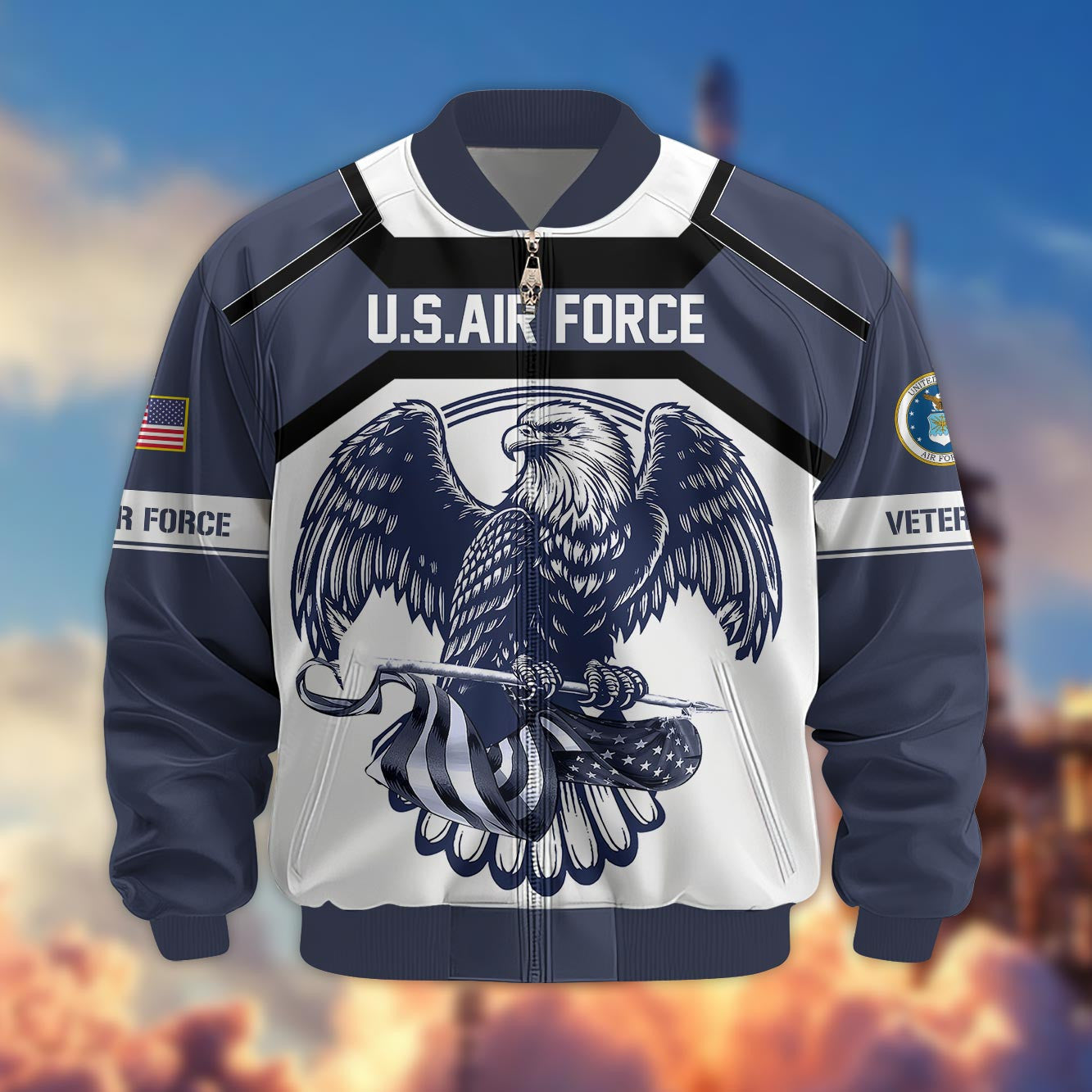 Premium US Veterans Bomber Jacket, Gifts For US Veterans, Gifts For Veterans Day