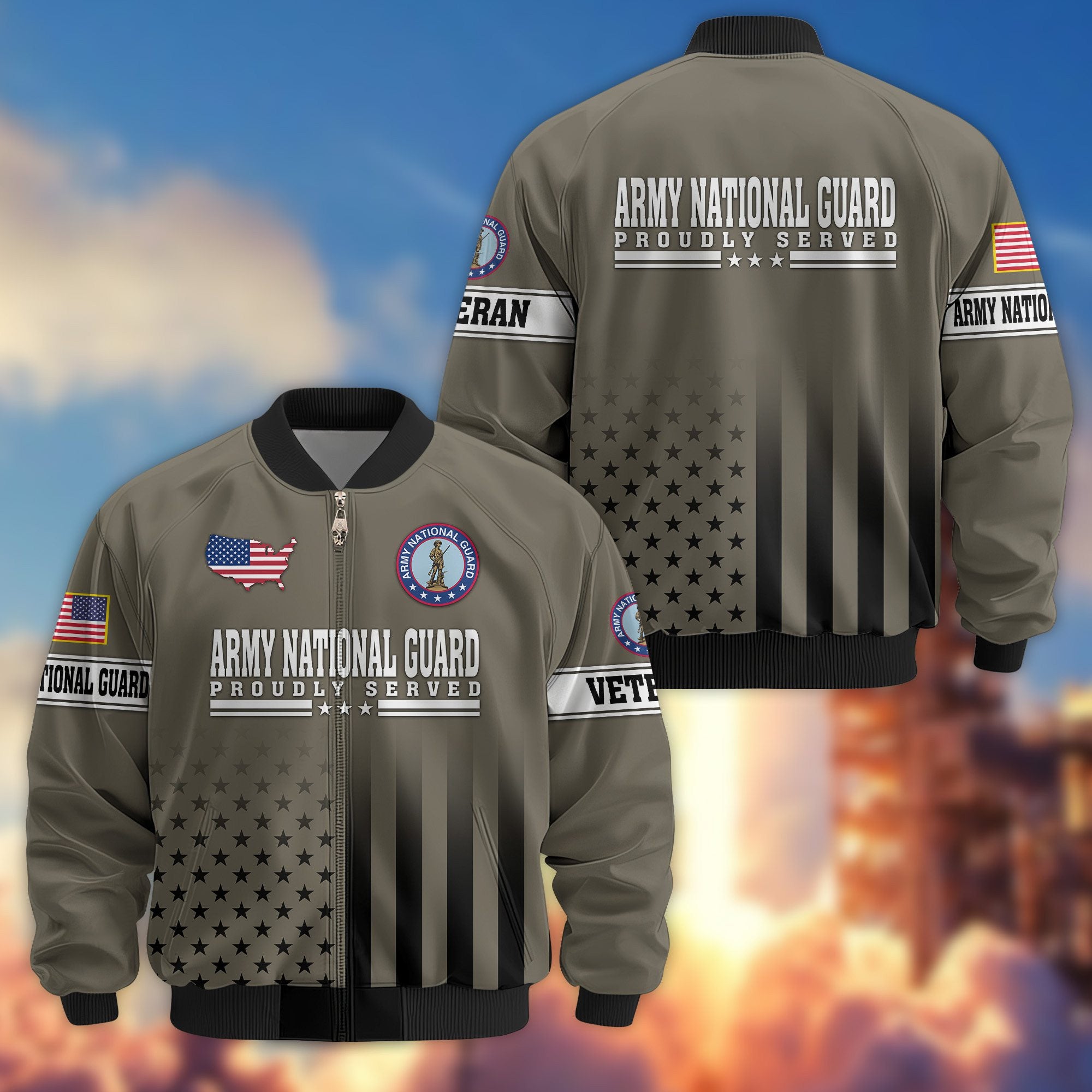 Premium Proudly Served US Veterans Bomber Jacket, Gifts For US Veterans, Gifts For Veterans Day