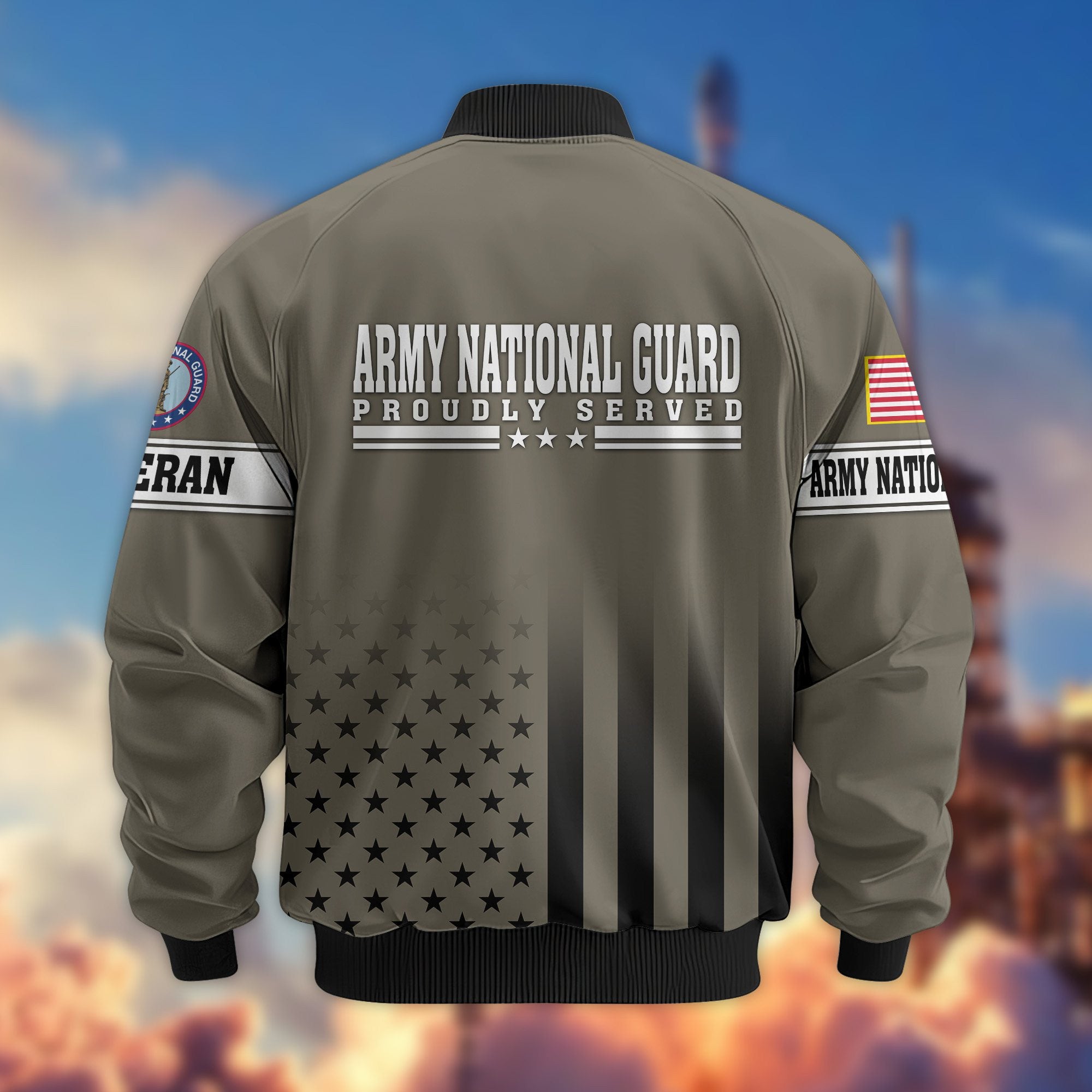 Premium Proudly Served US Veterans Bomber Jacket, Gifts For US Veterans, Gifts For Veterans Day