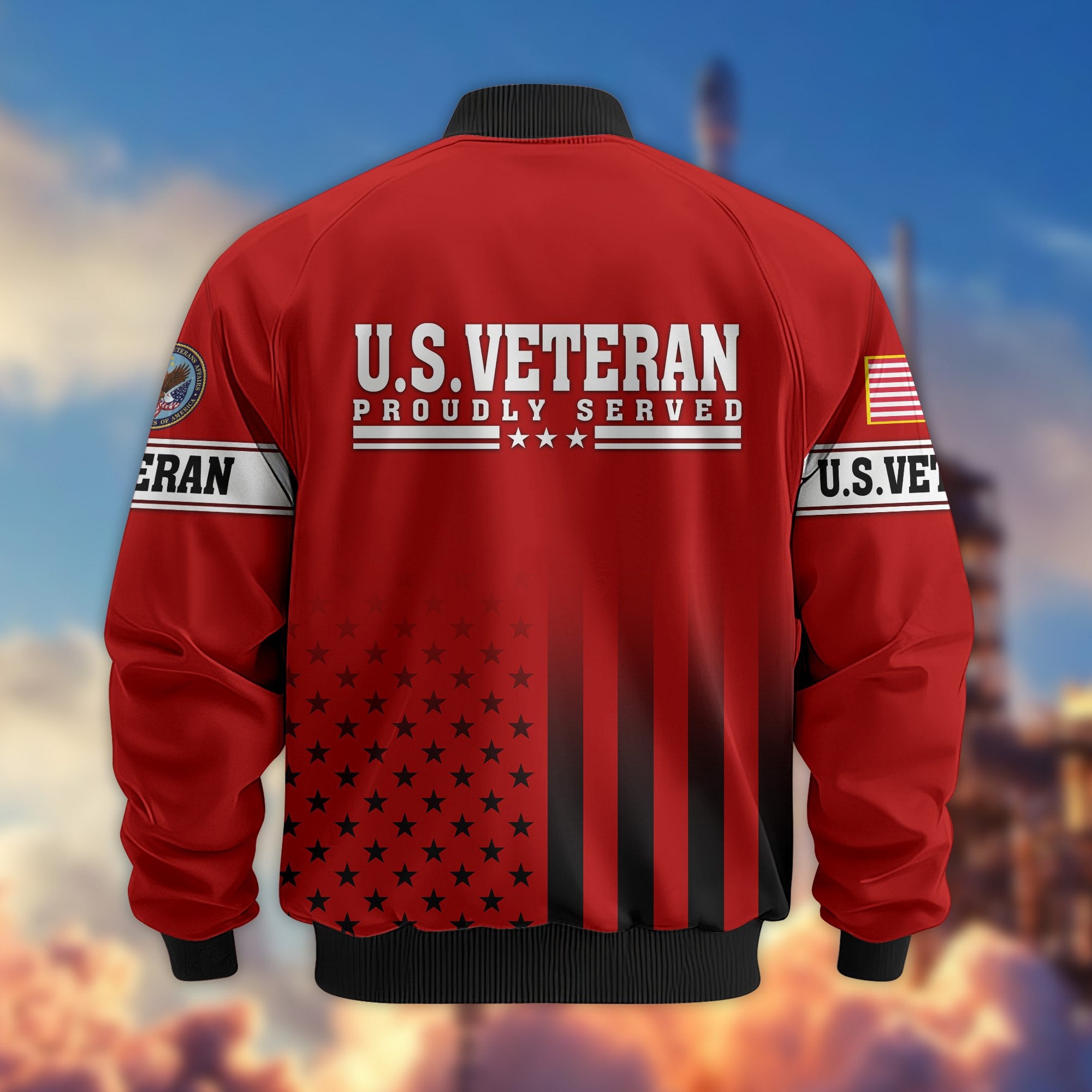 Premium Proudly Served US Veterans Bomber Jacket, Gifts For US Veterans, Gifts For Veterans Day