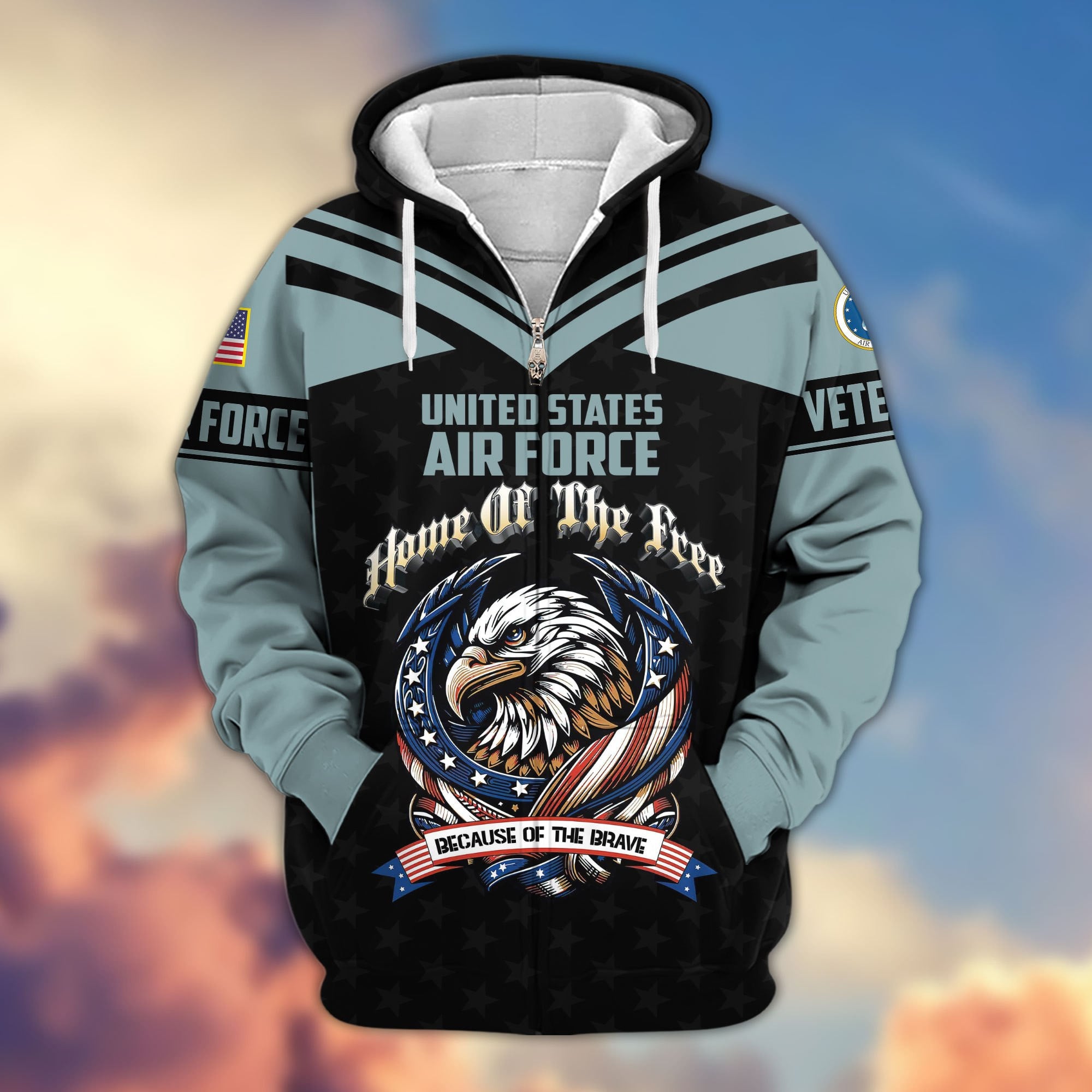 Premium US Veterans Zip Hoodie, Gifts For US Veterans, Gifts For Veterans Day, Gifts For Father's Day
