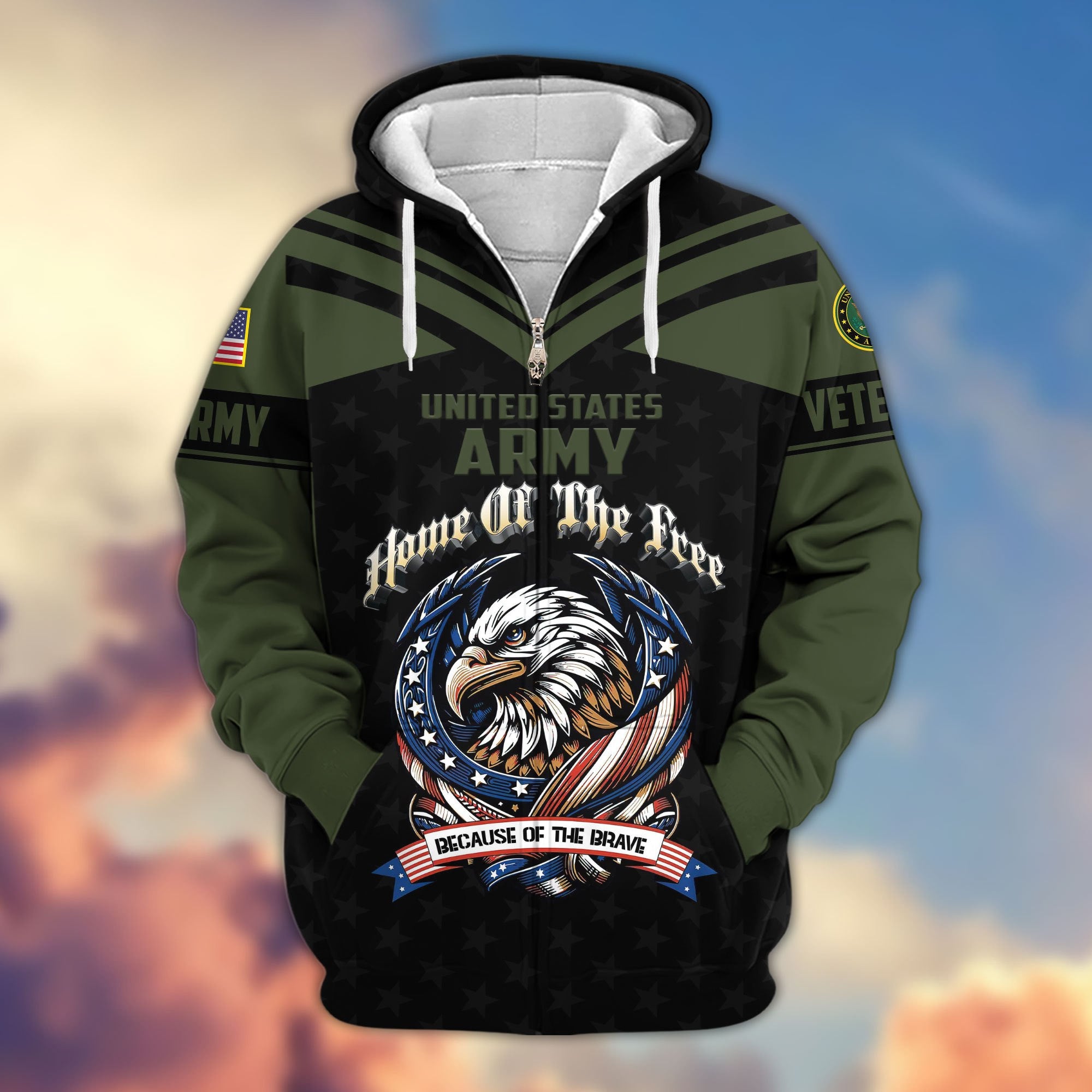 Premium US Veterans Zip Hoodie, Gifts For US Veterans, Gifts For Veterans Day, Gifts For Father's Day