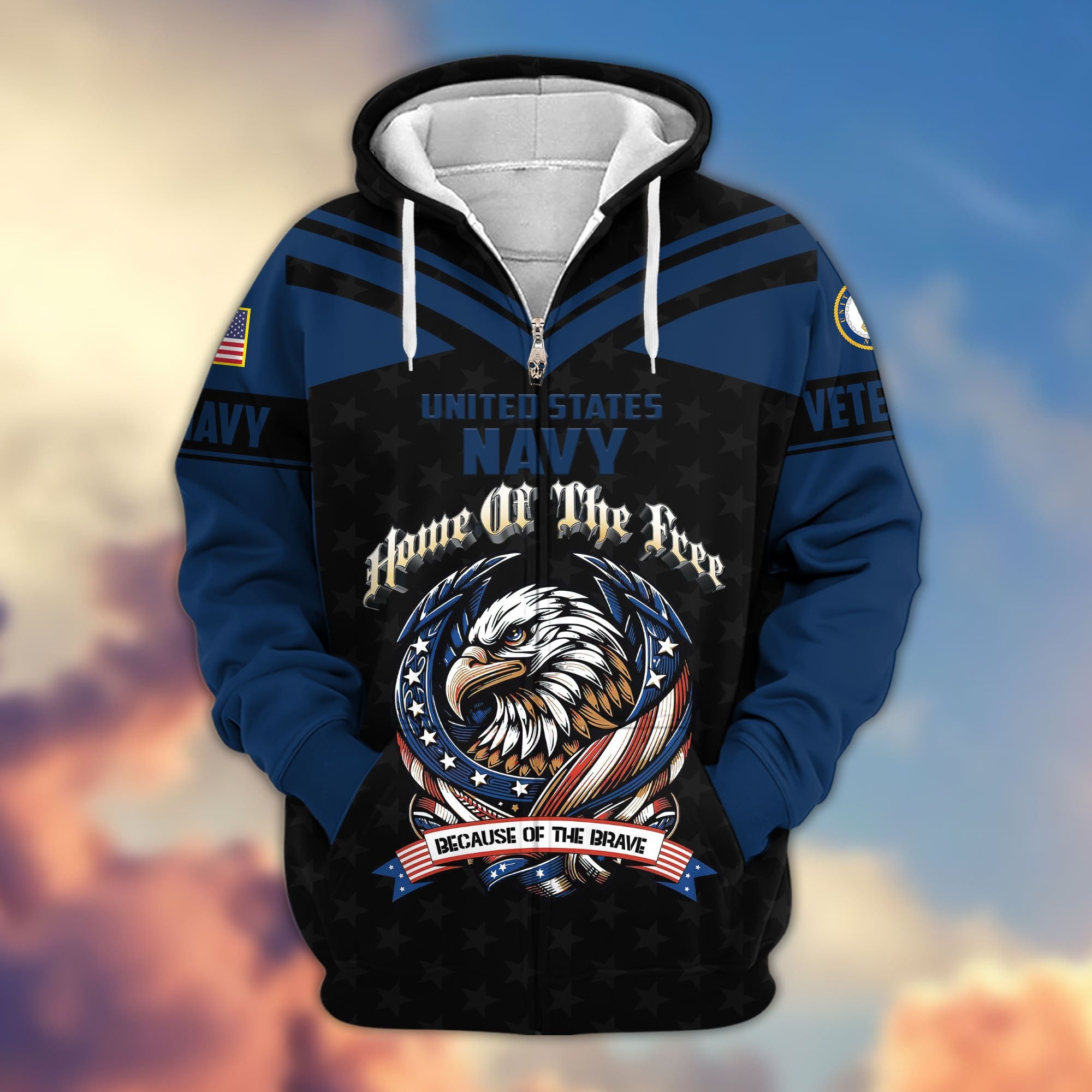 Premium US Veterans Zip Hoodie, Gifts For US Veterans, Gifts For Veterans Day, Gifts For Father's Day