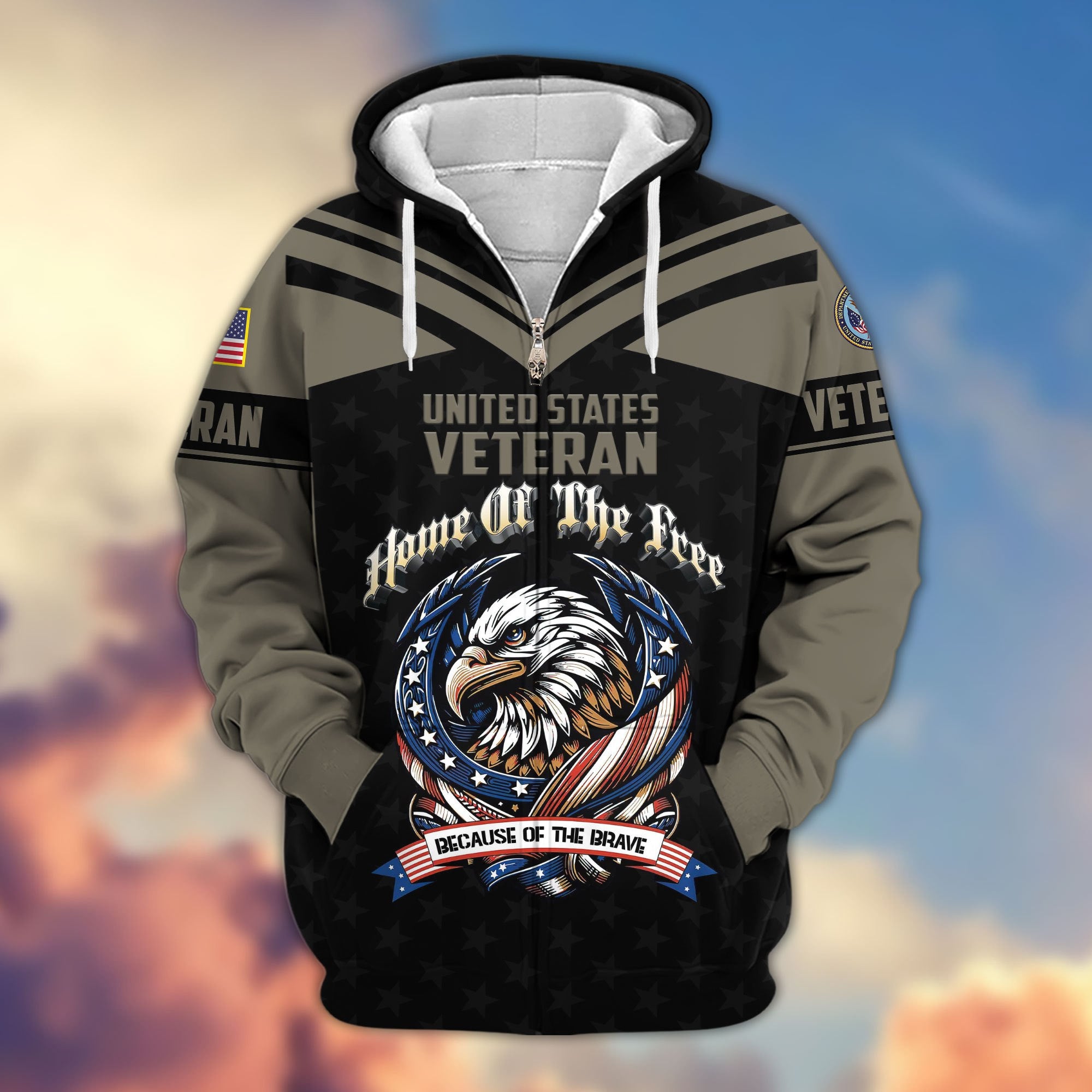 Premium US Veterans Zip Hoodie, Gifts For US Veterans, Gifts For Veterans Day, Gifts For Father's Day