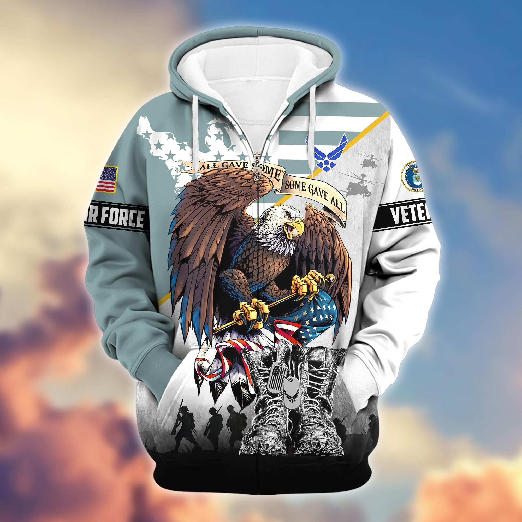 Premium All Gave Some Some Gave All US Veterans Zip Hoodie, Gifts For US Veterans, Gifts For Veterans Day