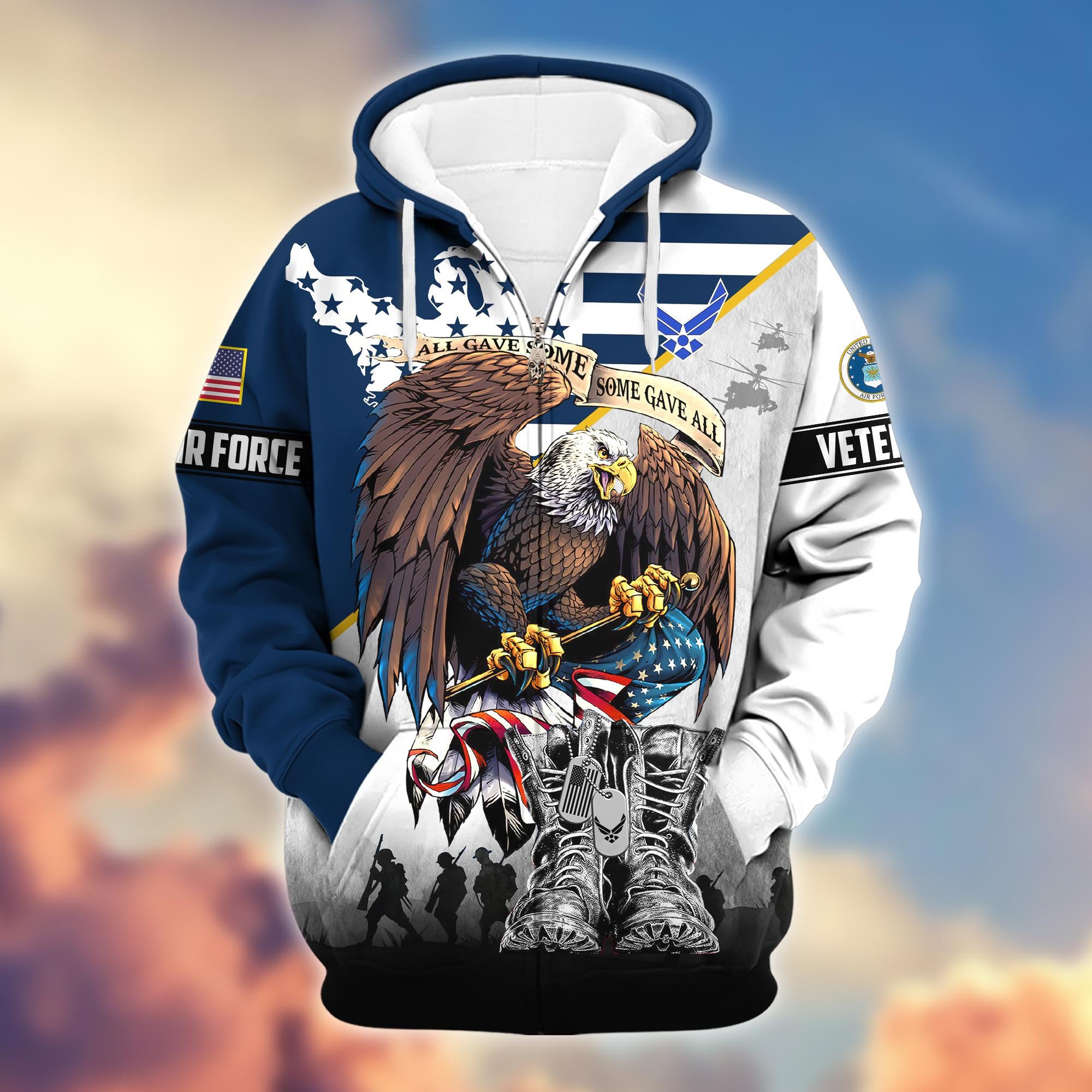 Premium All Gave Some Some Gave All US Veterans Zip Hoodie, Gifts For US Veterans, Gifts For Veterans Day