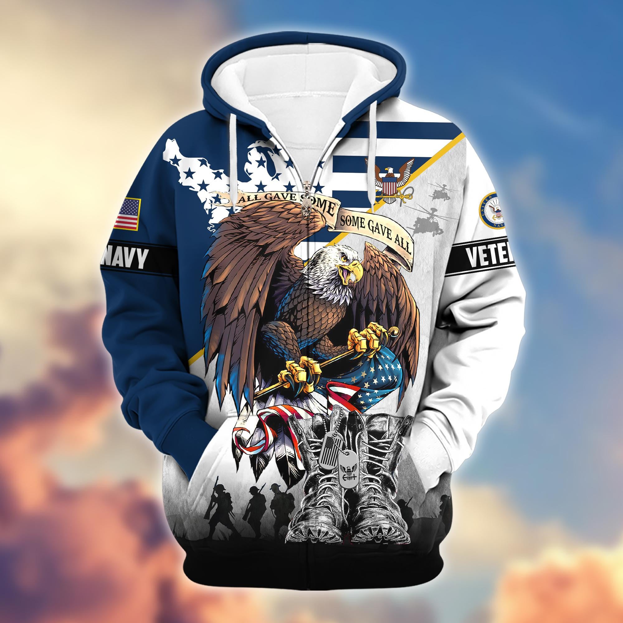 Premium All Gave Some Some Gave All US Veterans Zip Hoodie, Gifts For US Veterans, Gifts For Veterans Day