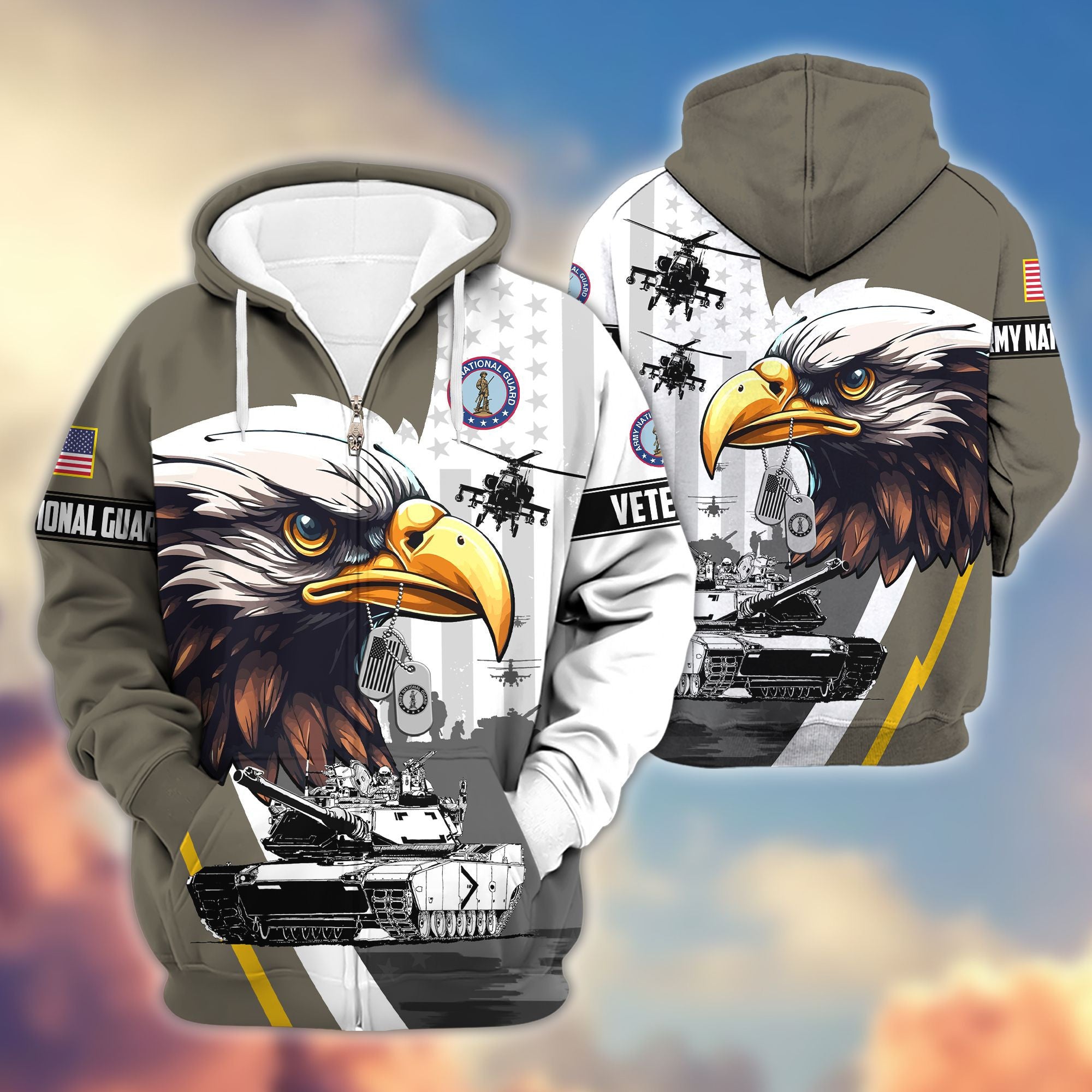 Premium US Veterans Zip Hoodie, Gifts For US Veterans, Gifts For Veterans Day