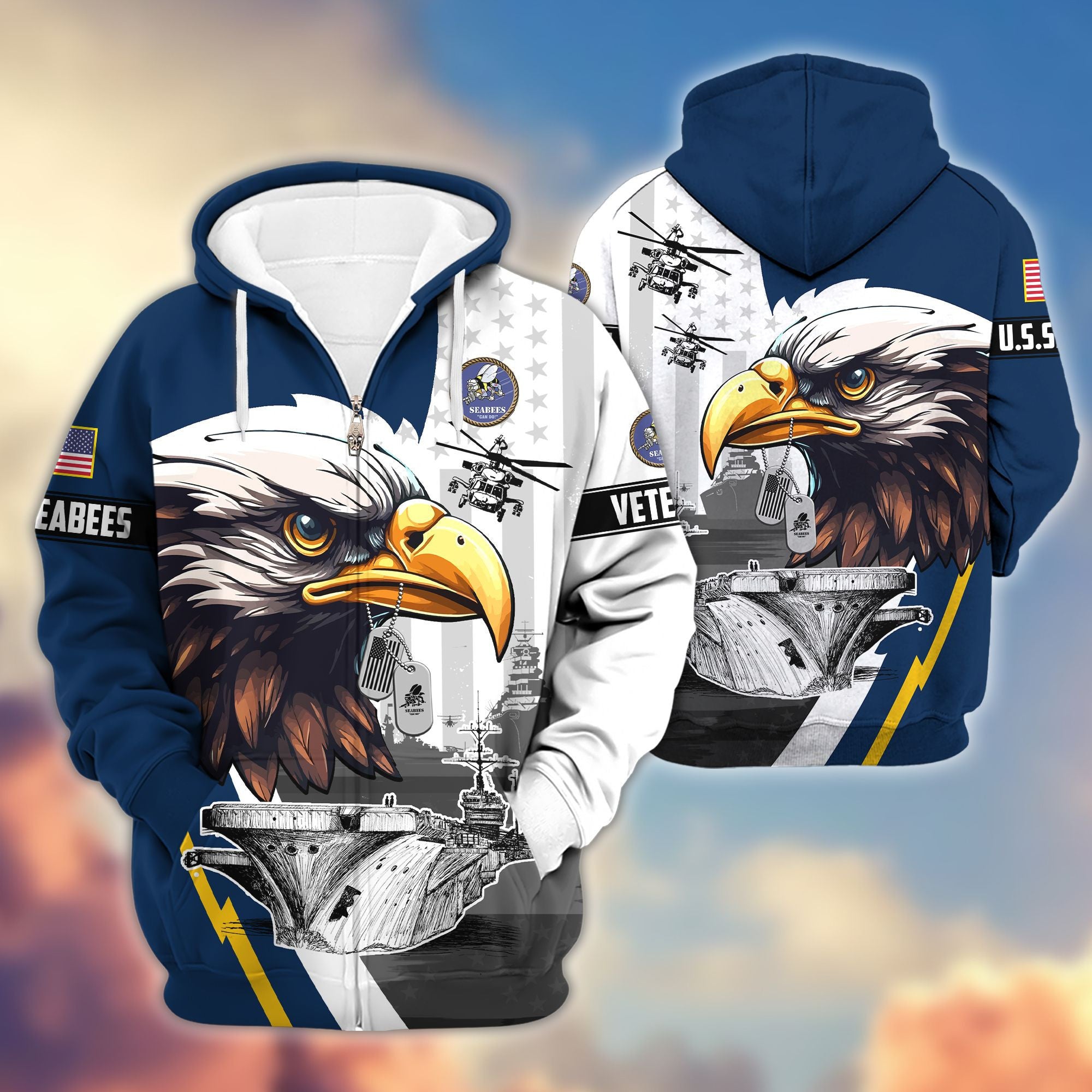 Premium US Veterans Zip Hoodie, Gifts For US Veterans, Gifts For Veterans Day