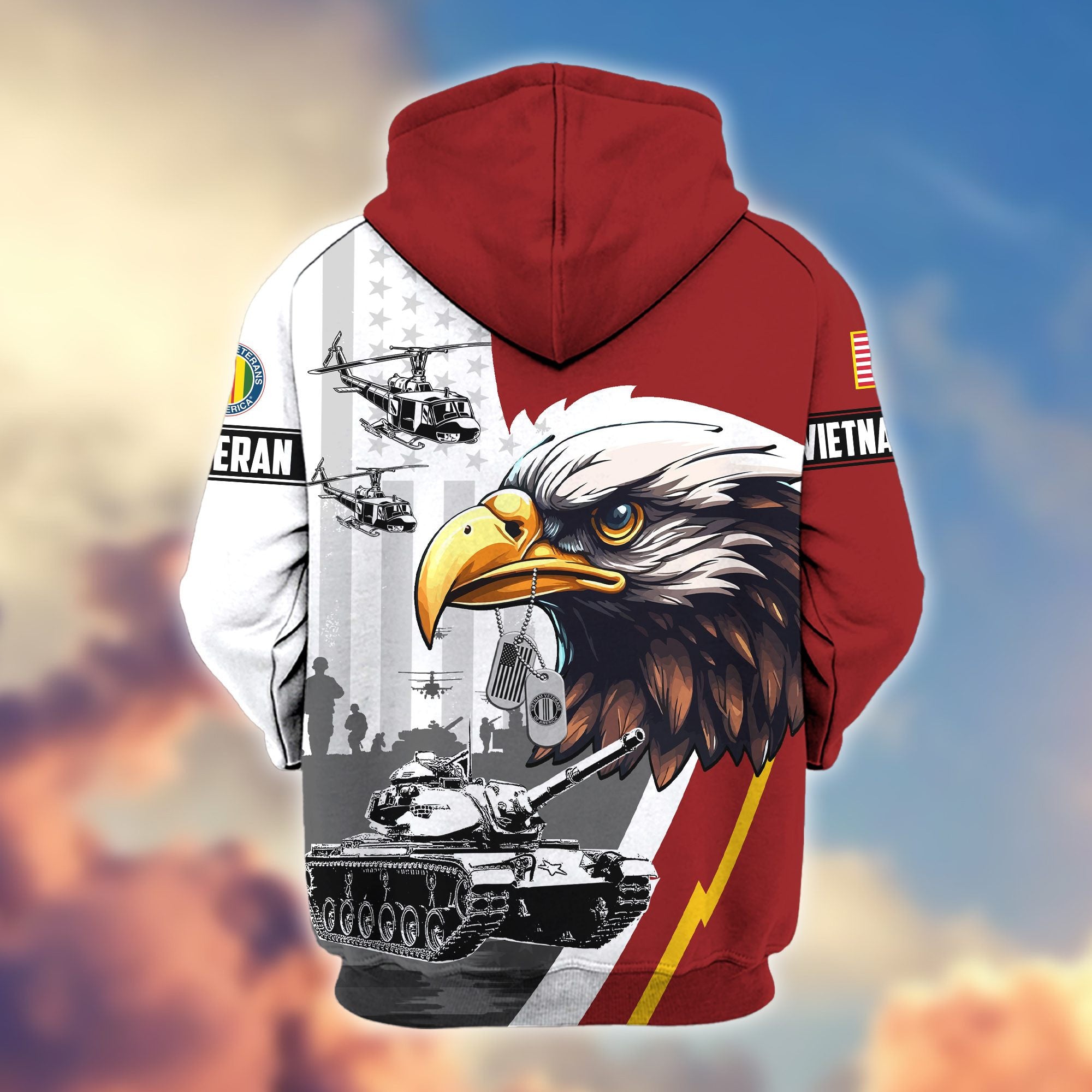Premium US Veterans Zip Hoodie, Gifts For US Veterans, Gifts For Veterans Day