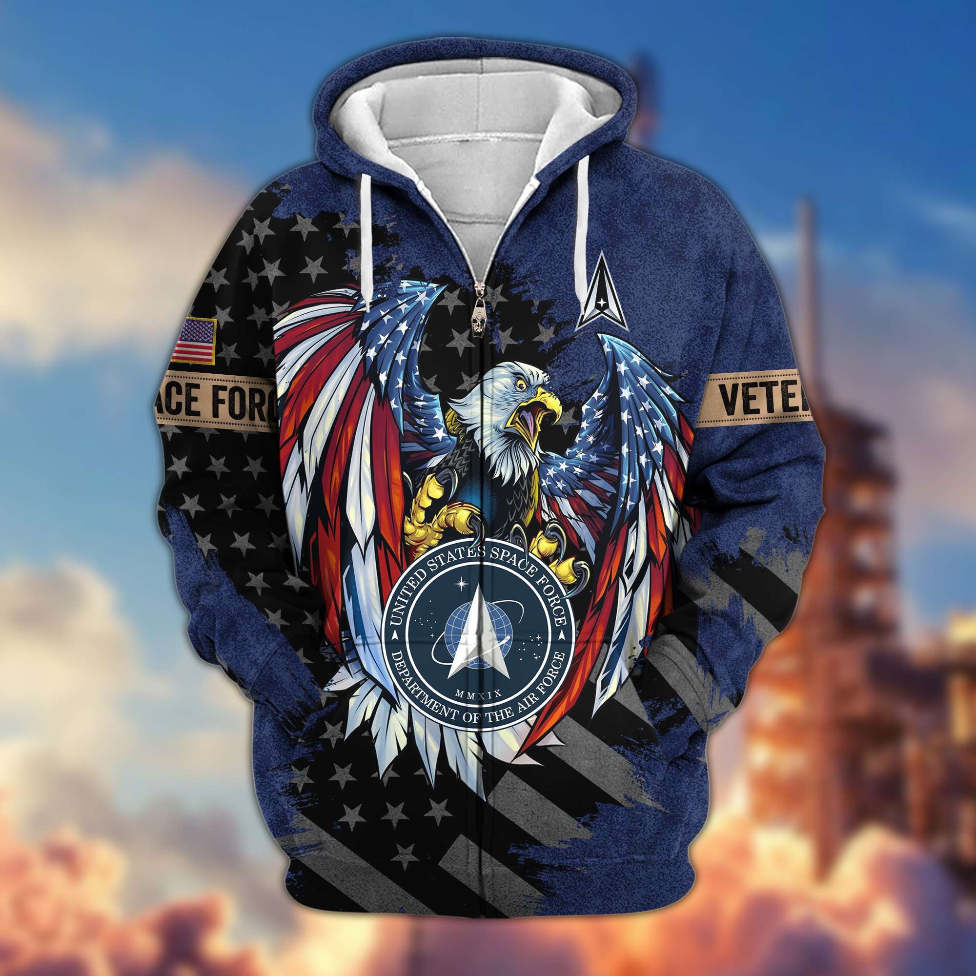 Premium US Veterans Zip Hoodie, Gifts For Veterans Day