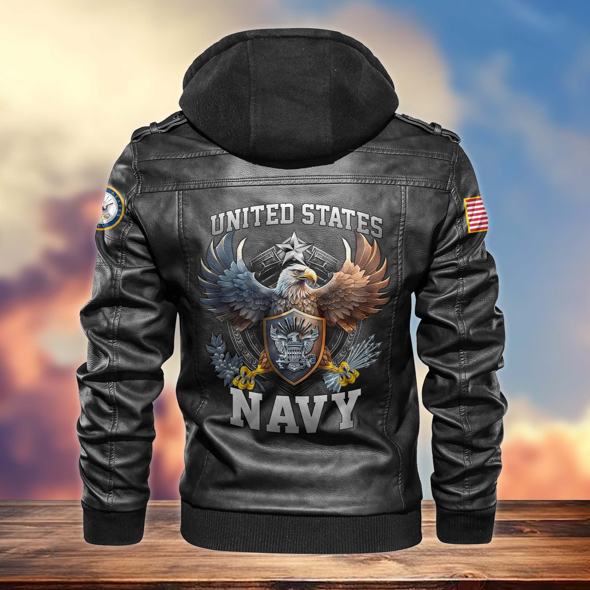 Premium US Veterans Leather Jacket, Gifts For US Veterans, Gifts For Veterans Day
