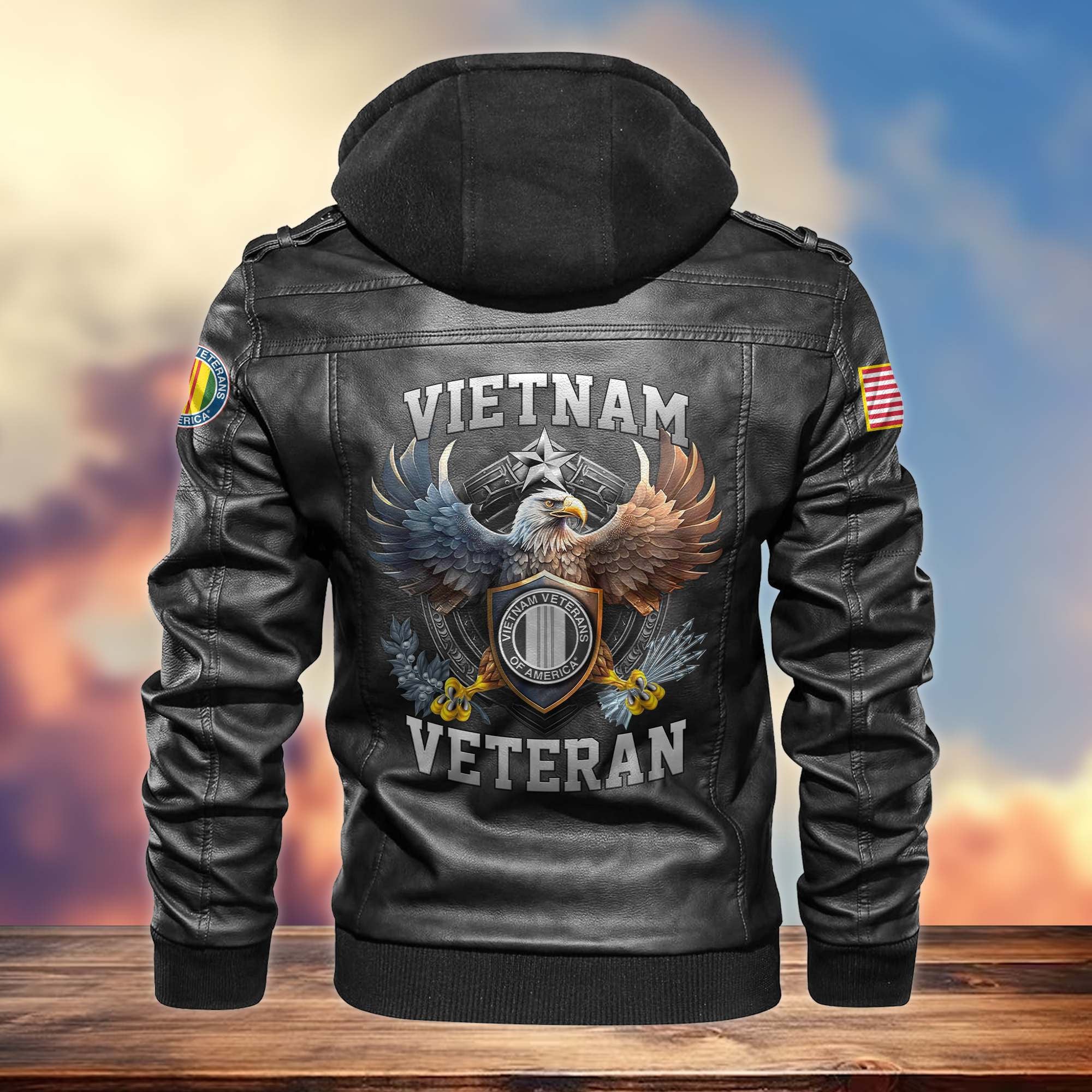 Premium US Veterans Leather Jacket, Gifts For US Veterans, Gifts For Veterans Day
