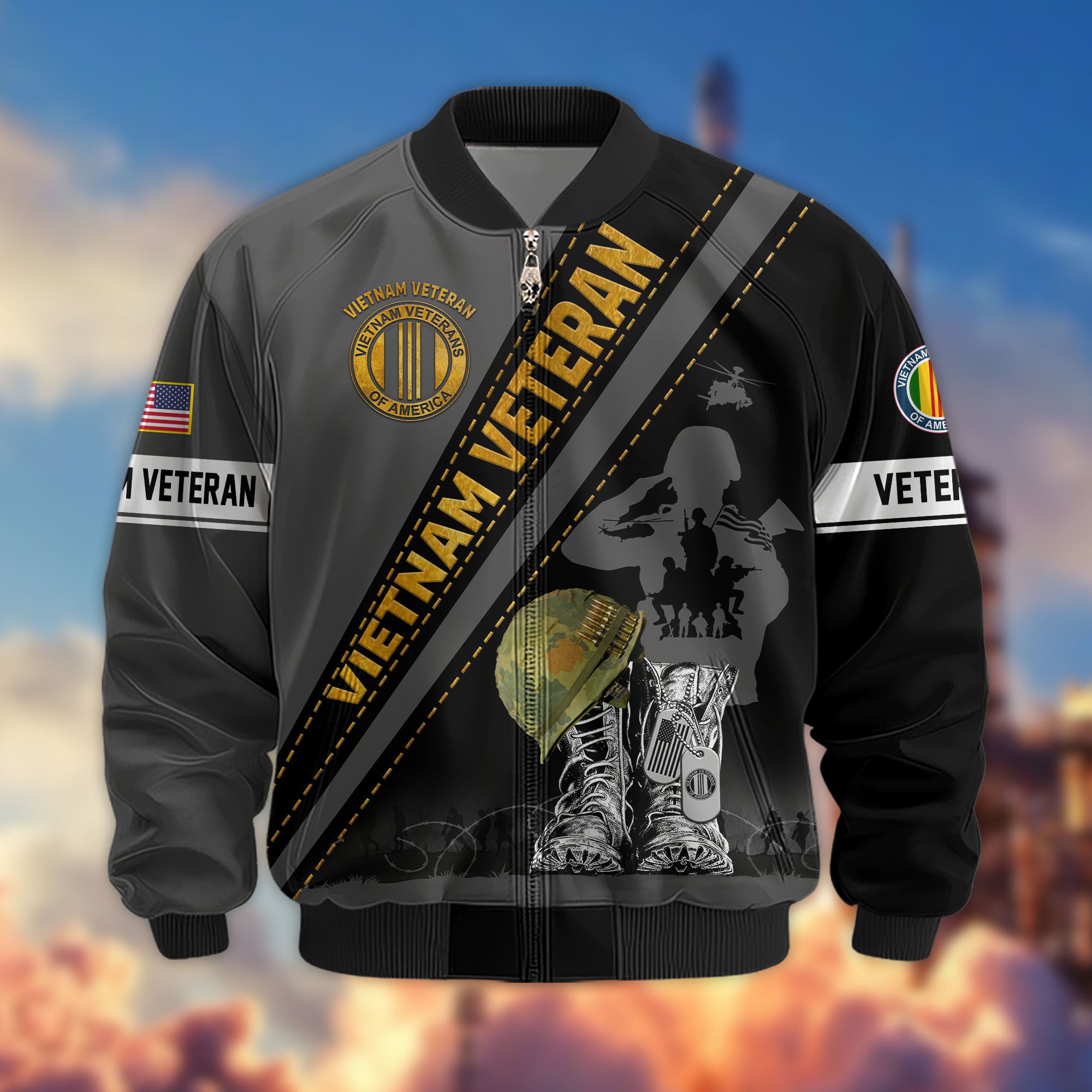 Premium US Veterans Bomber Jacket, Gifts For US Veterans, Gifts For Veterans Day