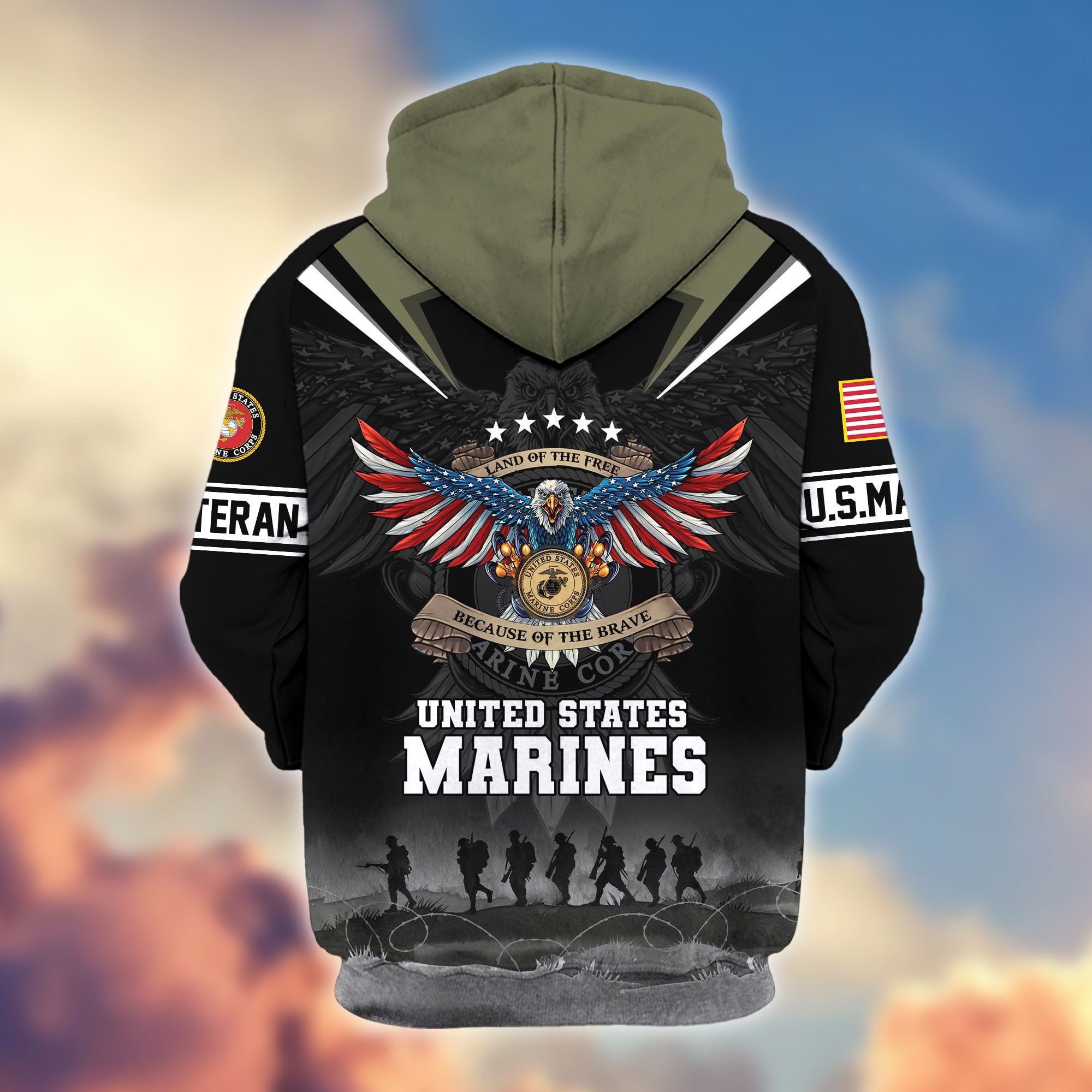 Premium Honoring All Who Served US Veterans Zip Hoodie, Gifts For US Veterans, Gifts For Veterans Day