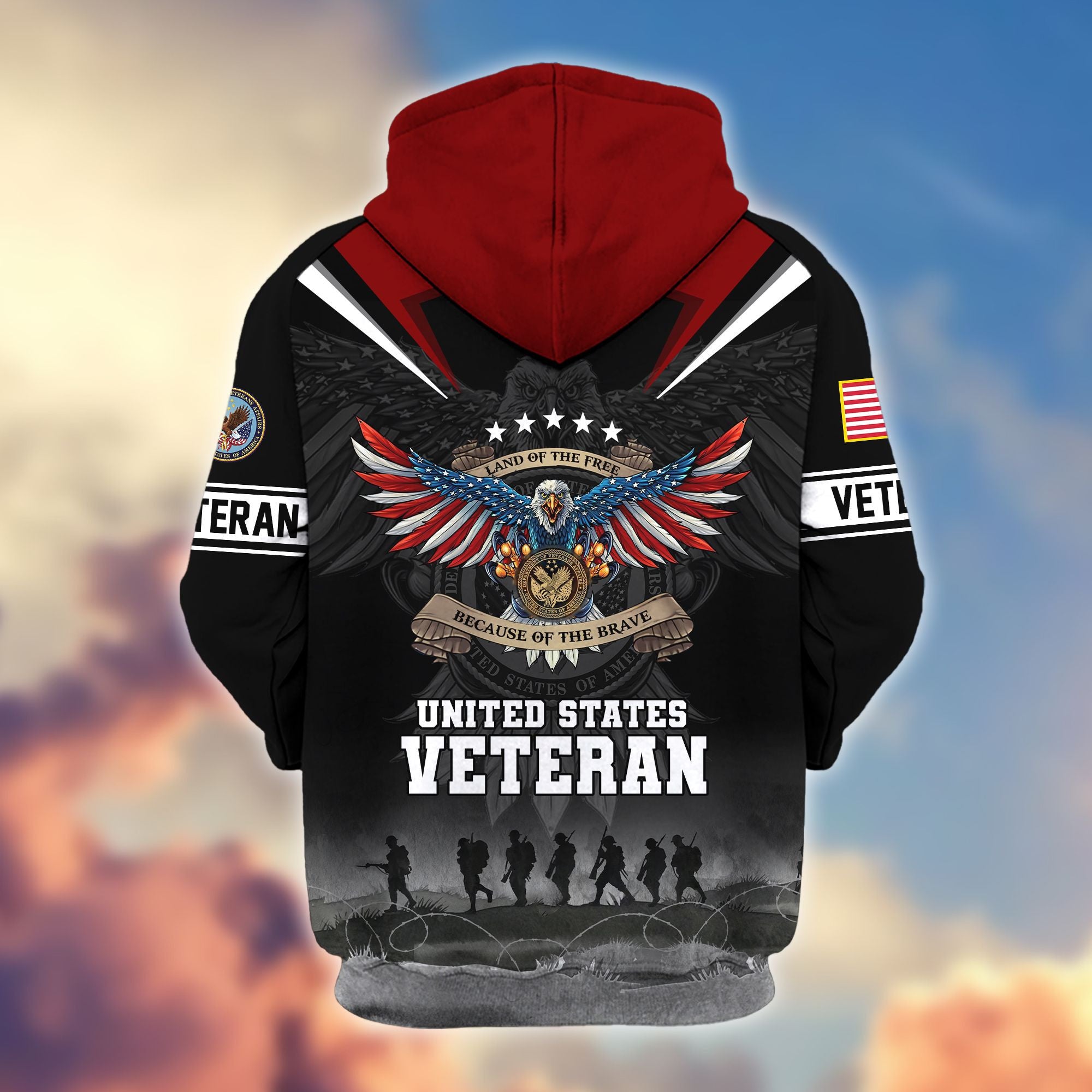 Premium Honoring All Who Served US Veterans Zip Hoodie, Gifts For US Veterans, Gifts For Veterans Day