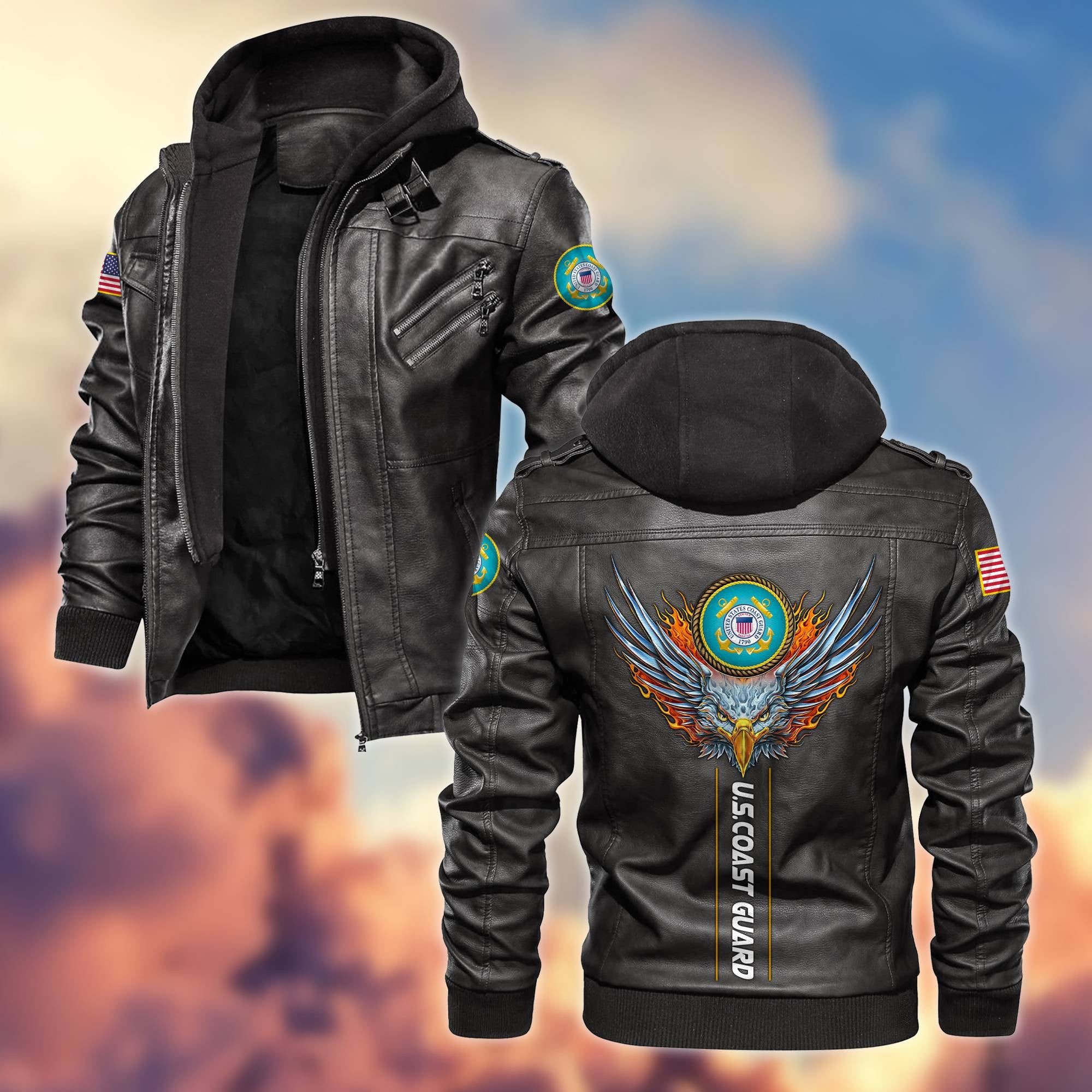 Premium US Veterans Leather Jacket, Gifts For US Veterans, Gifts For Veterans Day