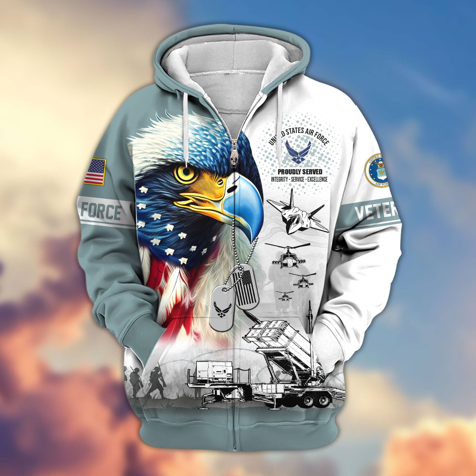 Premium US Veterans Zip Hoodie, Gifts For US Veterans, Gifts For Veterans Day