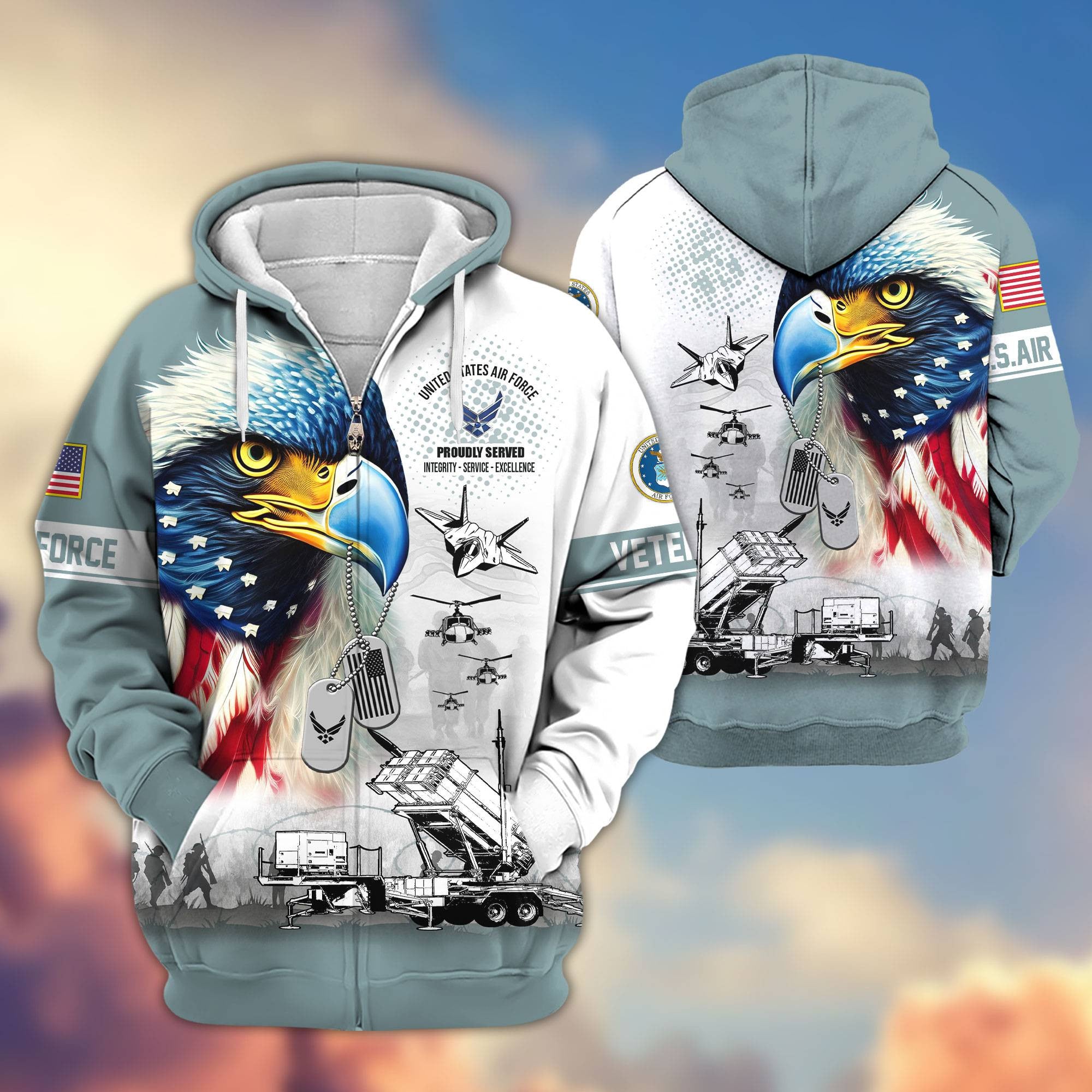 Premium US Veterans Zip Hoodie, Gifts For US Veterans, Gifts For Veterans Day