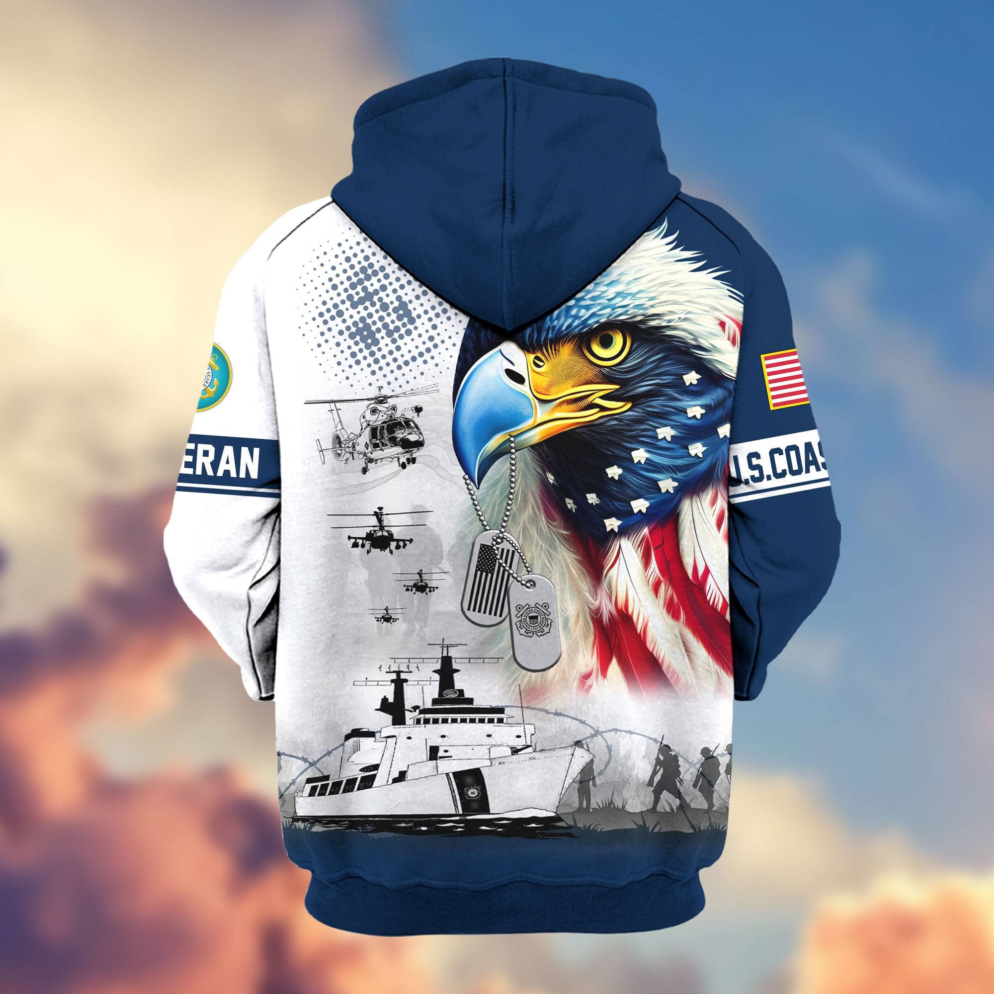 Premium US Veterans Zip Hoodie, Gifts For US Veterans, Gifts For Veterans Day