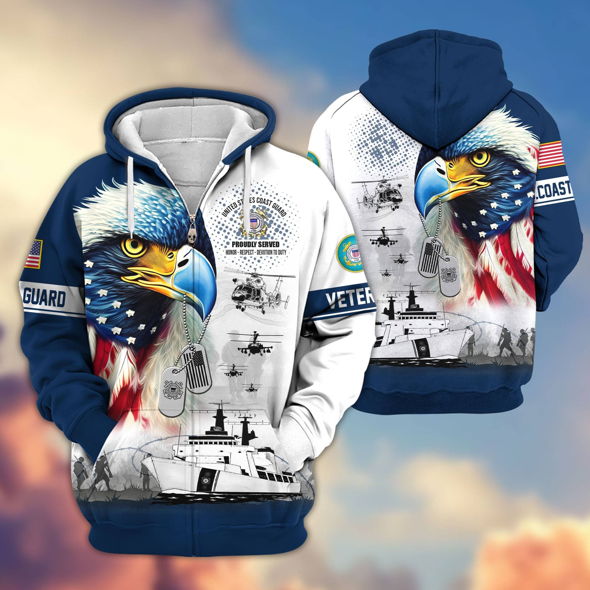 Premium US Veterans Zip Hoodie, Gifts For US Veterans, Gifts For Veterans Day
