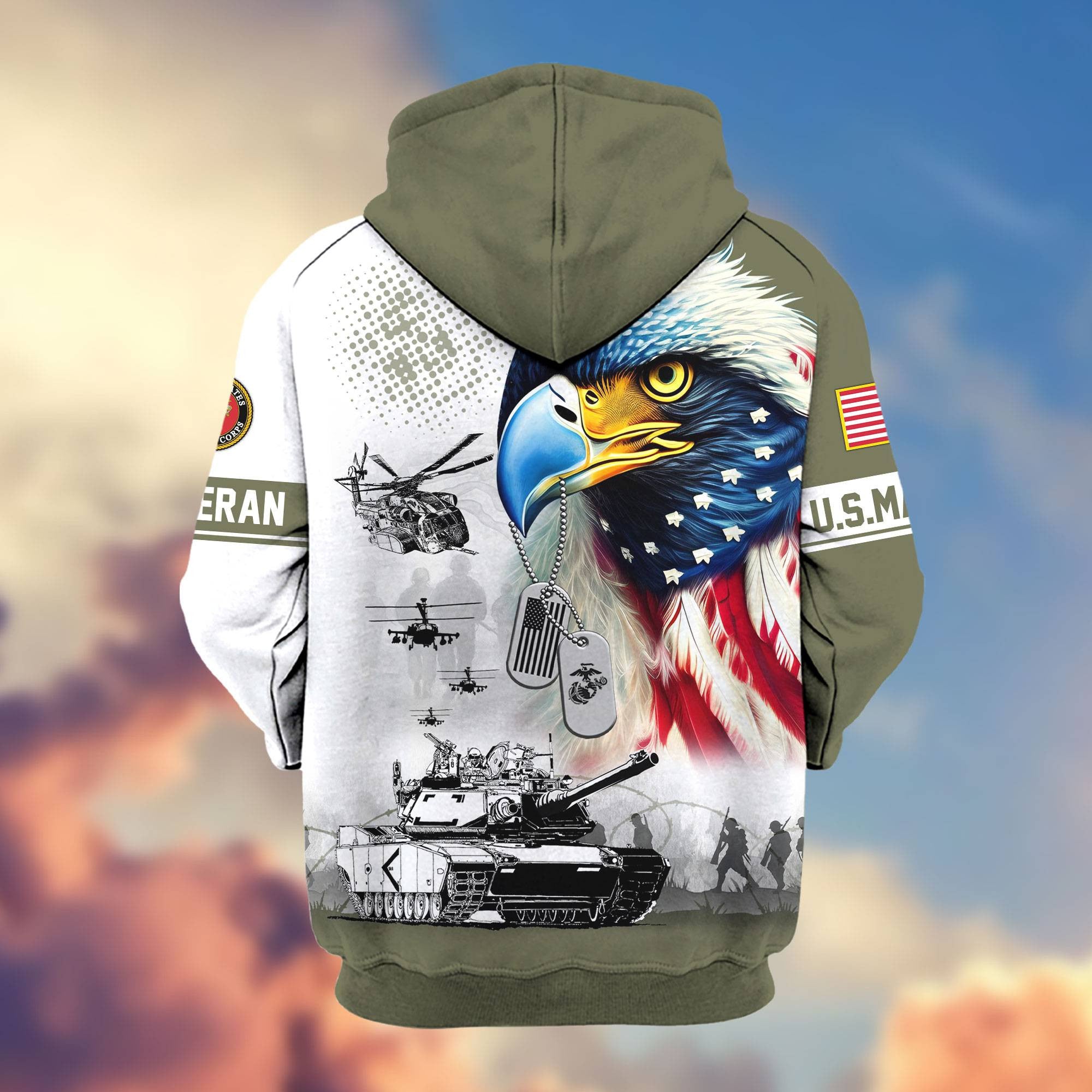 Premium US Veterans Zip Hoodie, Gifts For US Veterans, Gifts For Veterans Day