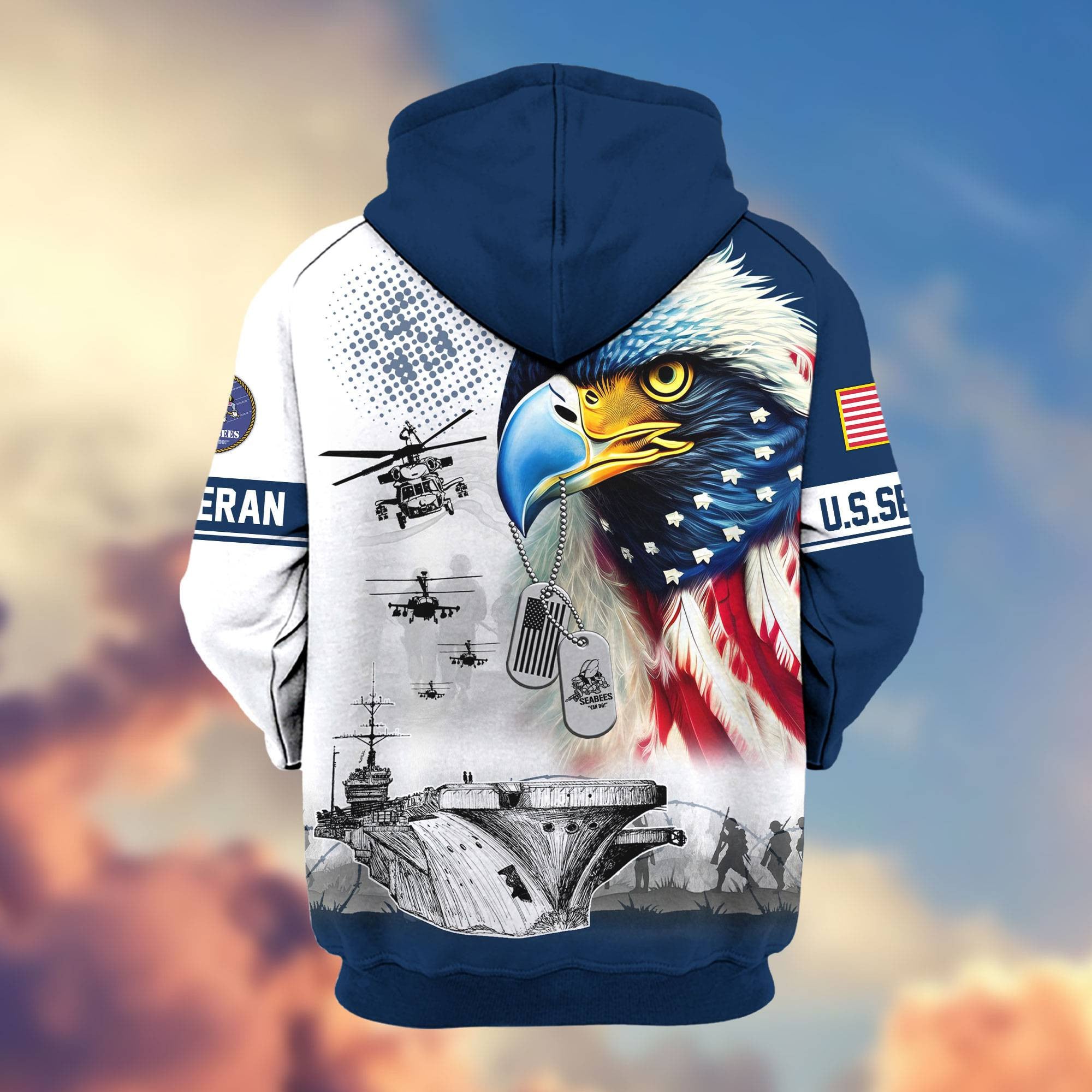 Premium US Veterans Zip Hoodie, Gifts For US Veterans, Gifts For Veterans Day