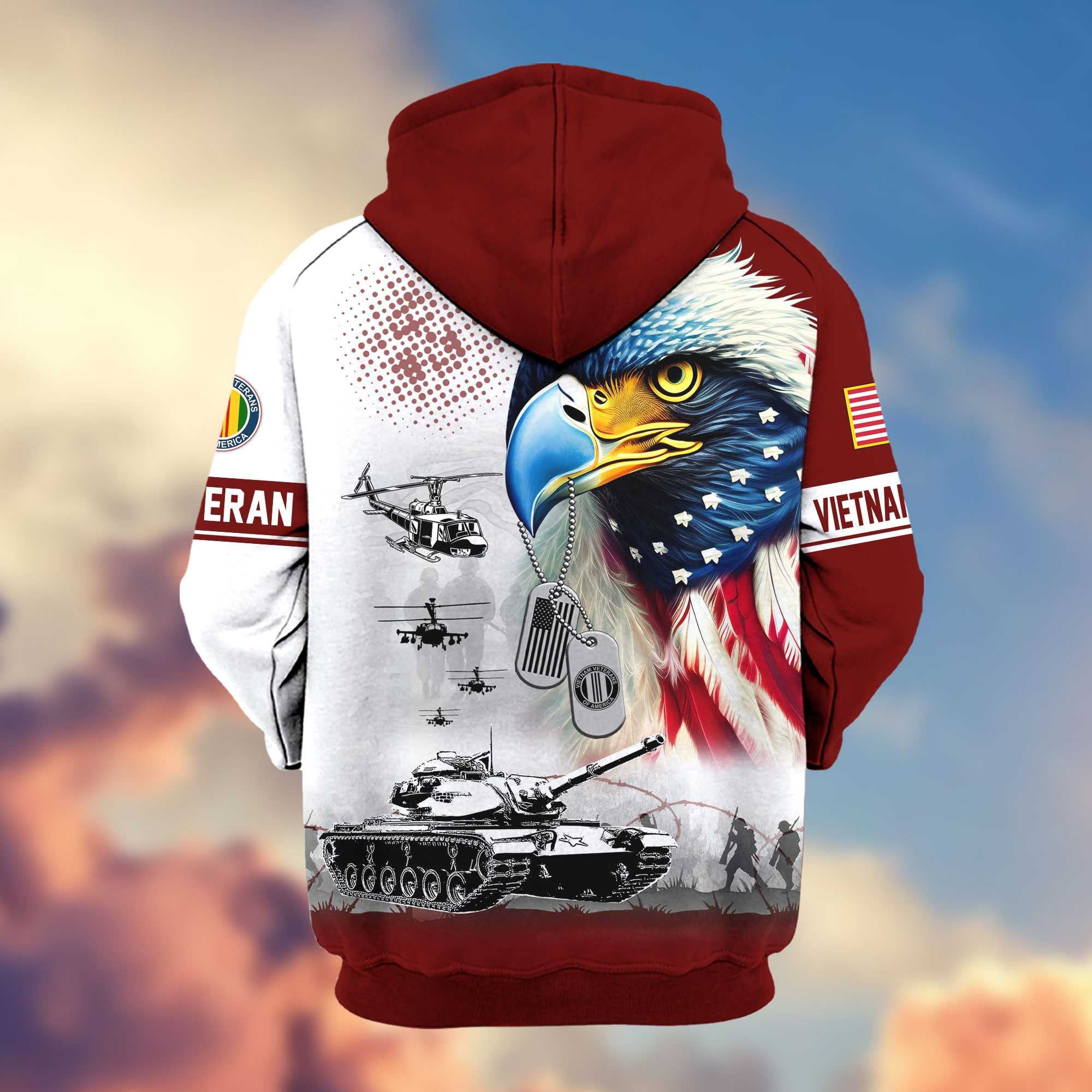 Premium US Veterans Zip Hoodie, Gifts For US Veterans, Gifts For Veterans Day