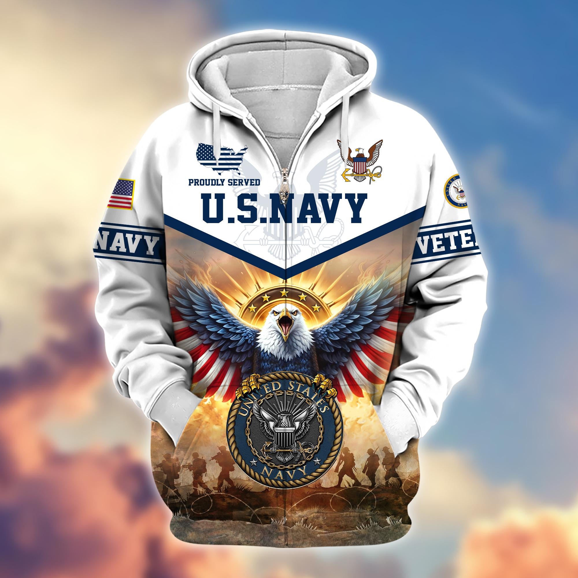 Premium Honoring All Who Served US Veterans Zip Hoodie, Gifts For US Veterans, Gifts For Veterans Day
