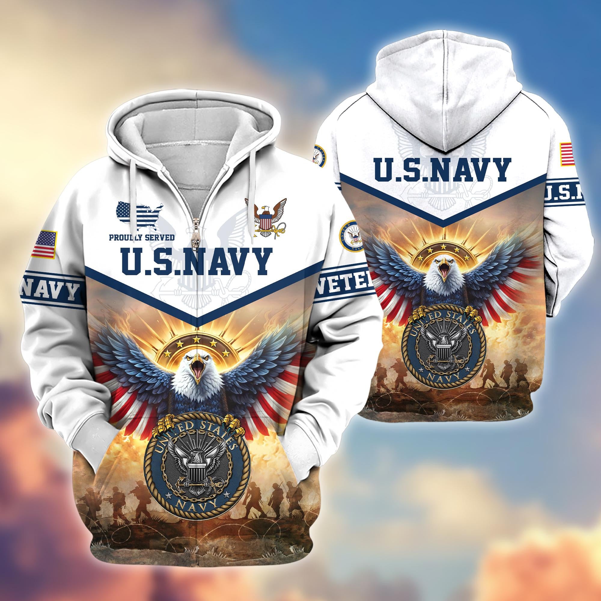 Premium Honoring All Who Served US Veterans Zip Hoodie, Gifts For US Veterans, Gifts For Veterans Day