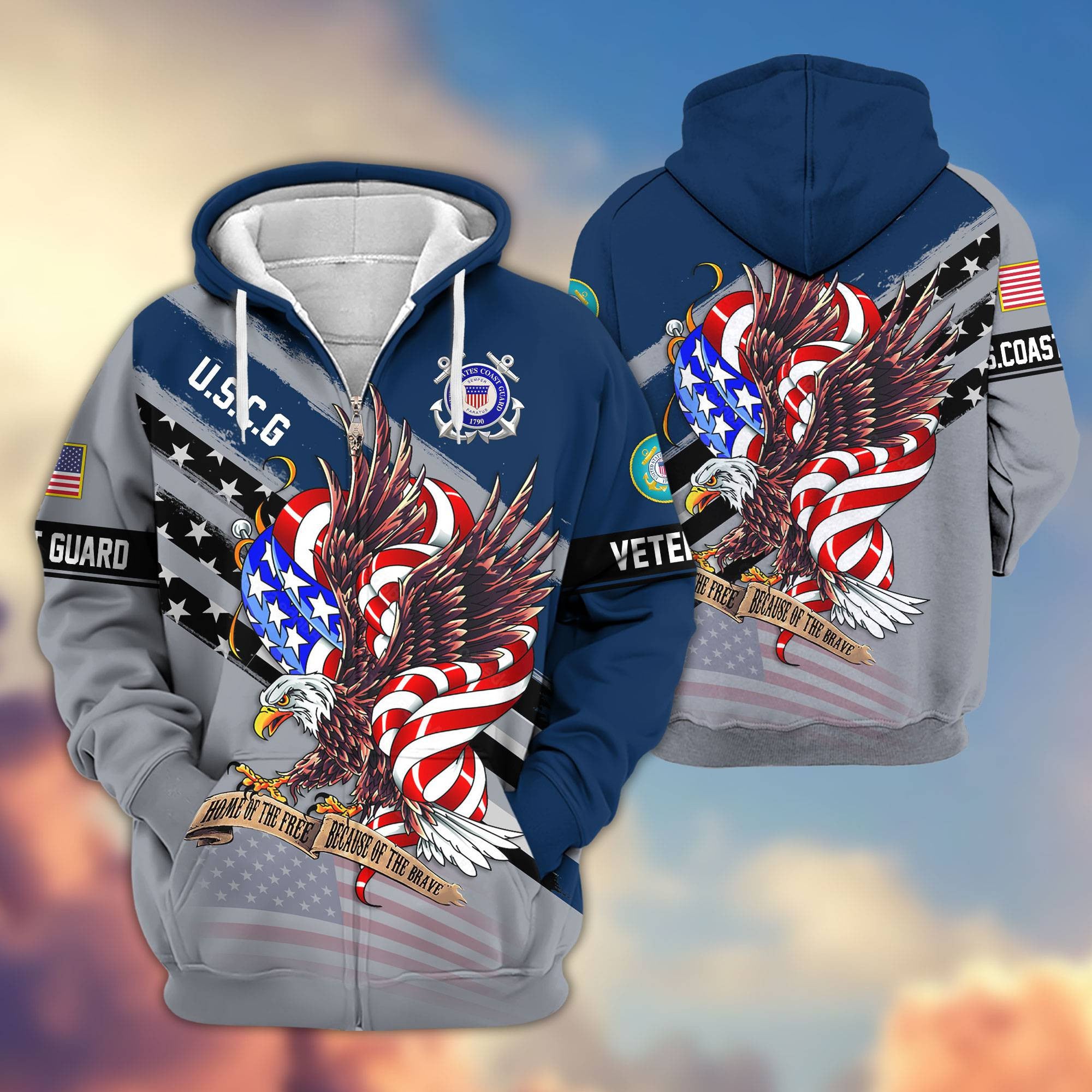 Premium US Veterans Zip Hoodie, Gifts For US Veterans, Gifts For Veterans Day