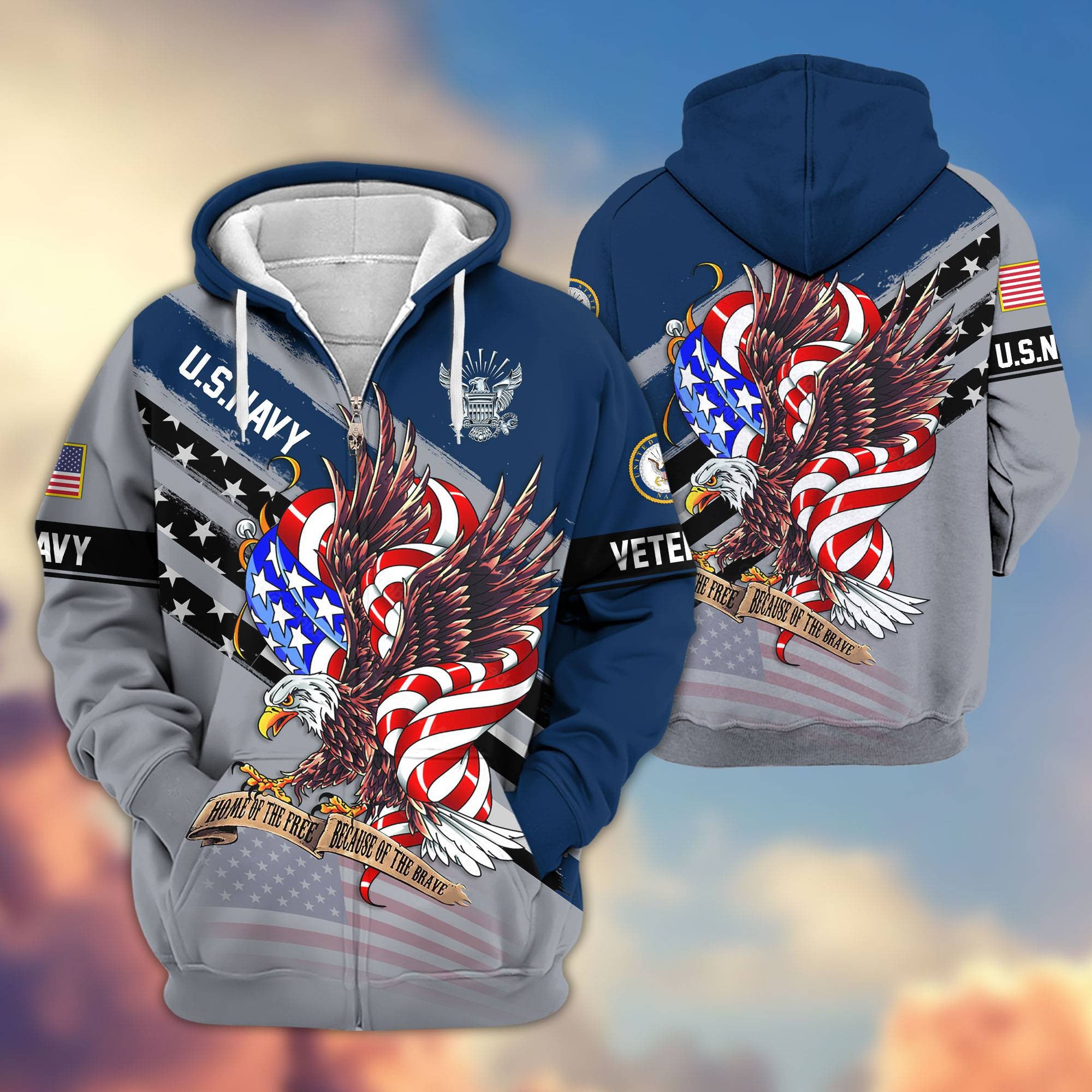 Premium US Veterans Zip Hoodie, Gifts For US Veterans, Gifts For Veterans Day