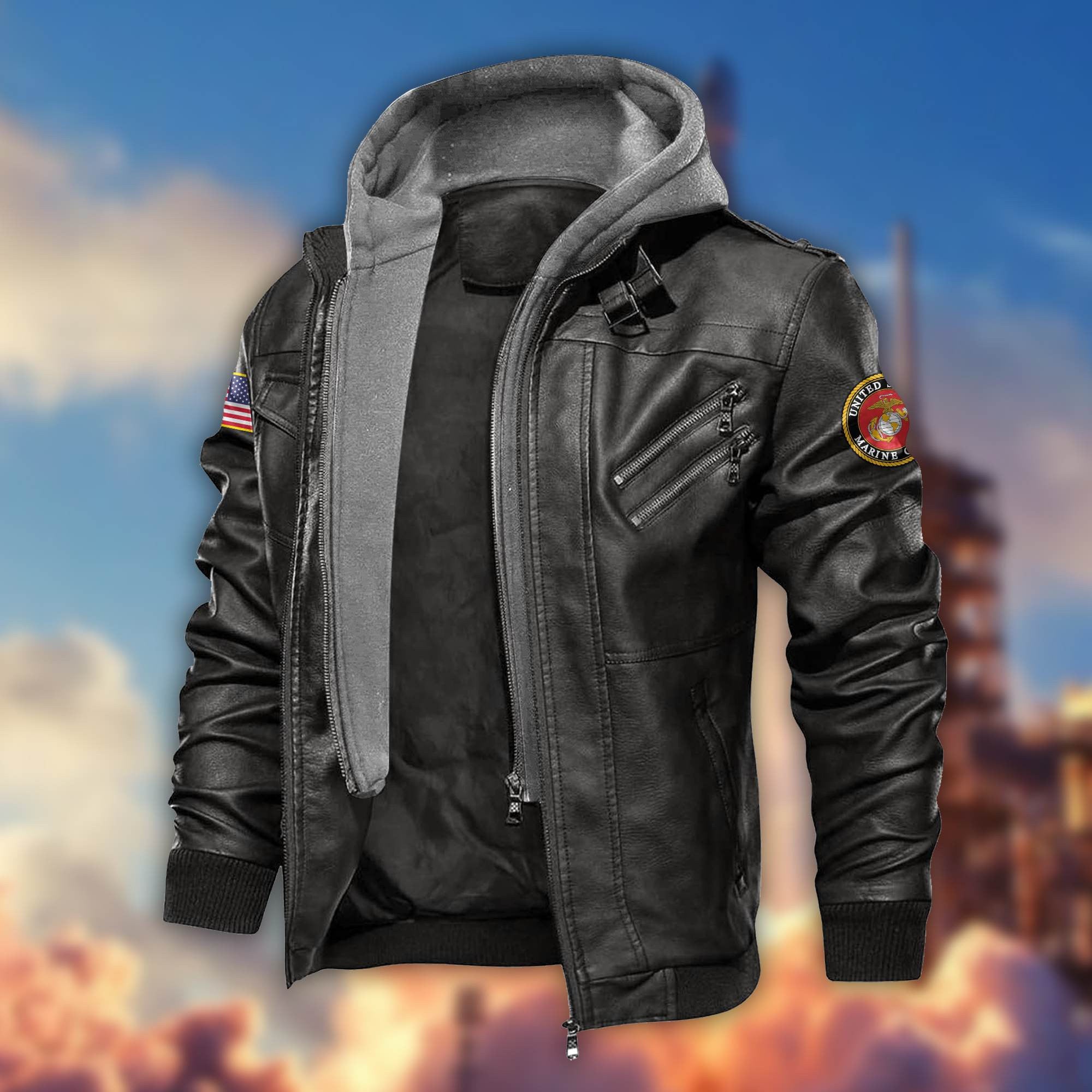 Premium US Veterans Leather Jacket, Gifts For US Veterans, Gifts For Veterans Day