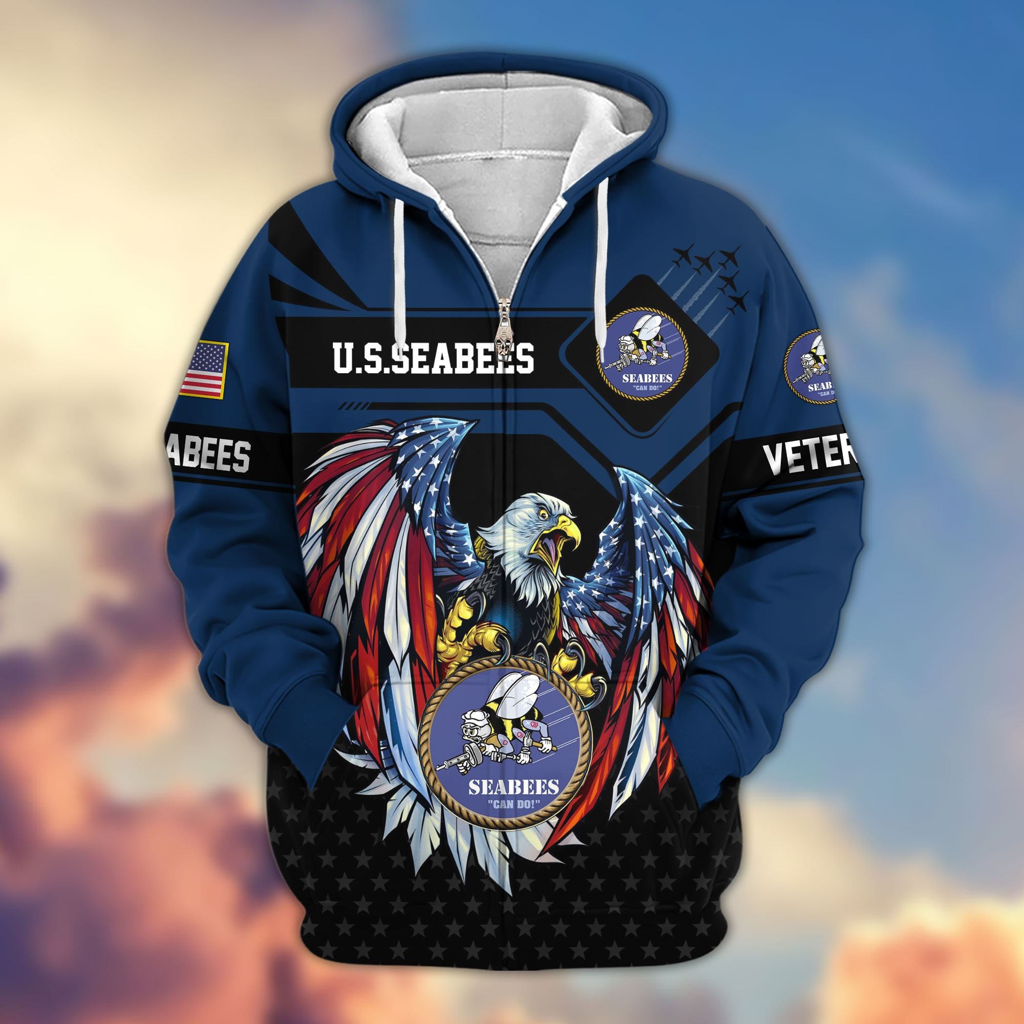 Premium US Veterans Zip Hoodie, Gifts For US Veterans, Gifts For Veterans Day