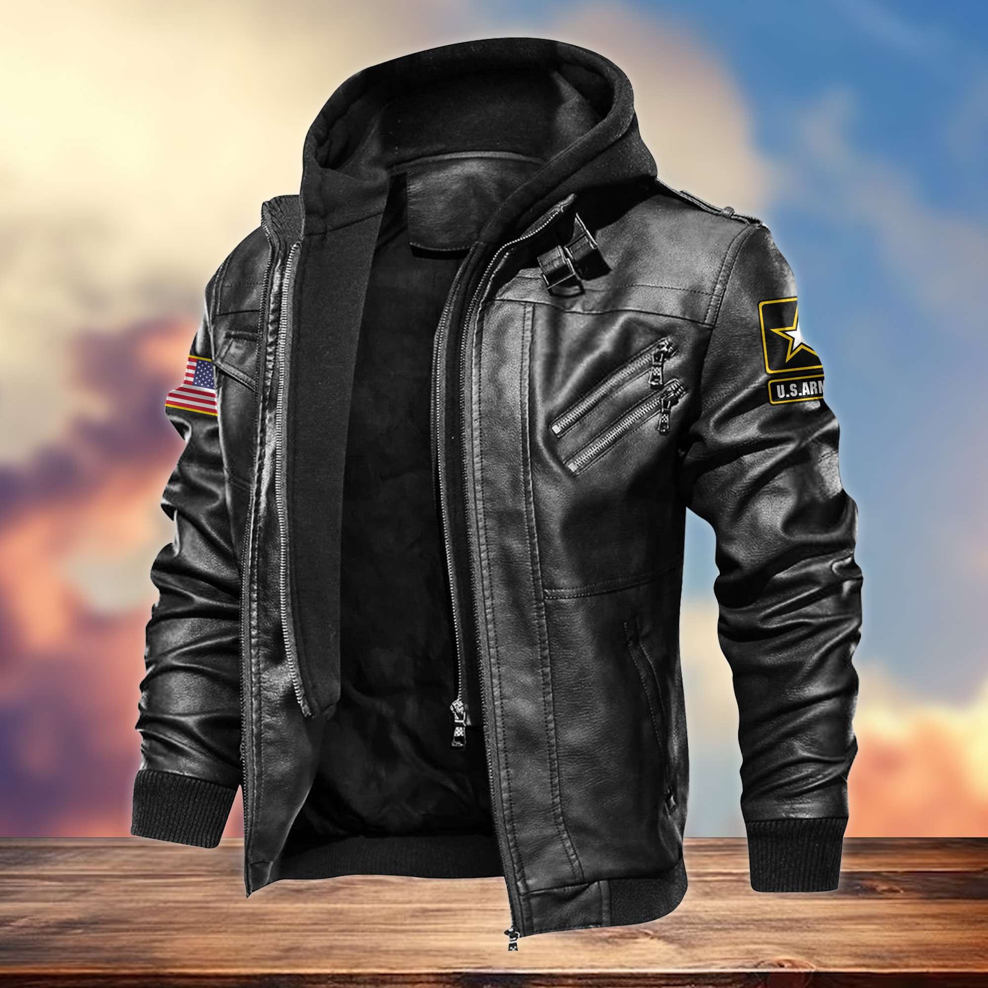 Premium US Veterans Leather Jacket, Gifts For US Veterans, Gifts For Veterans Day