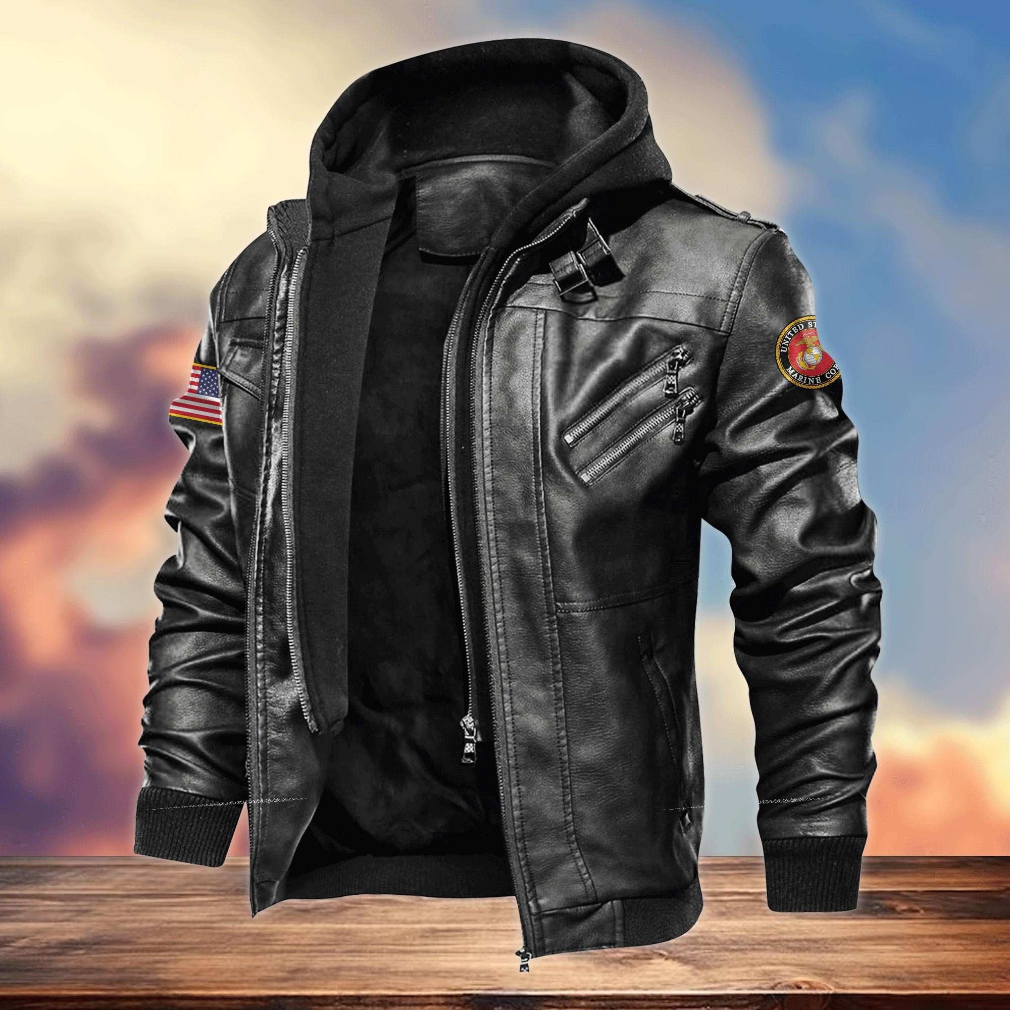 Premium US Veterans Leather Jacket, Gifts For US Veterans, Gifts For Veterans Day