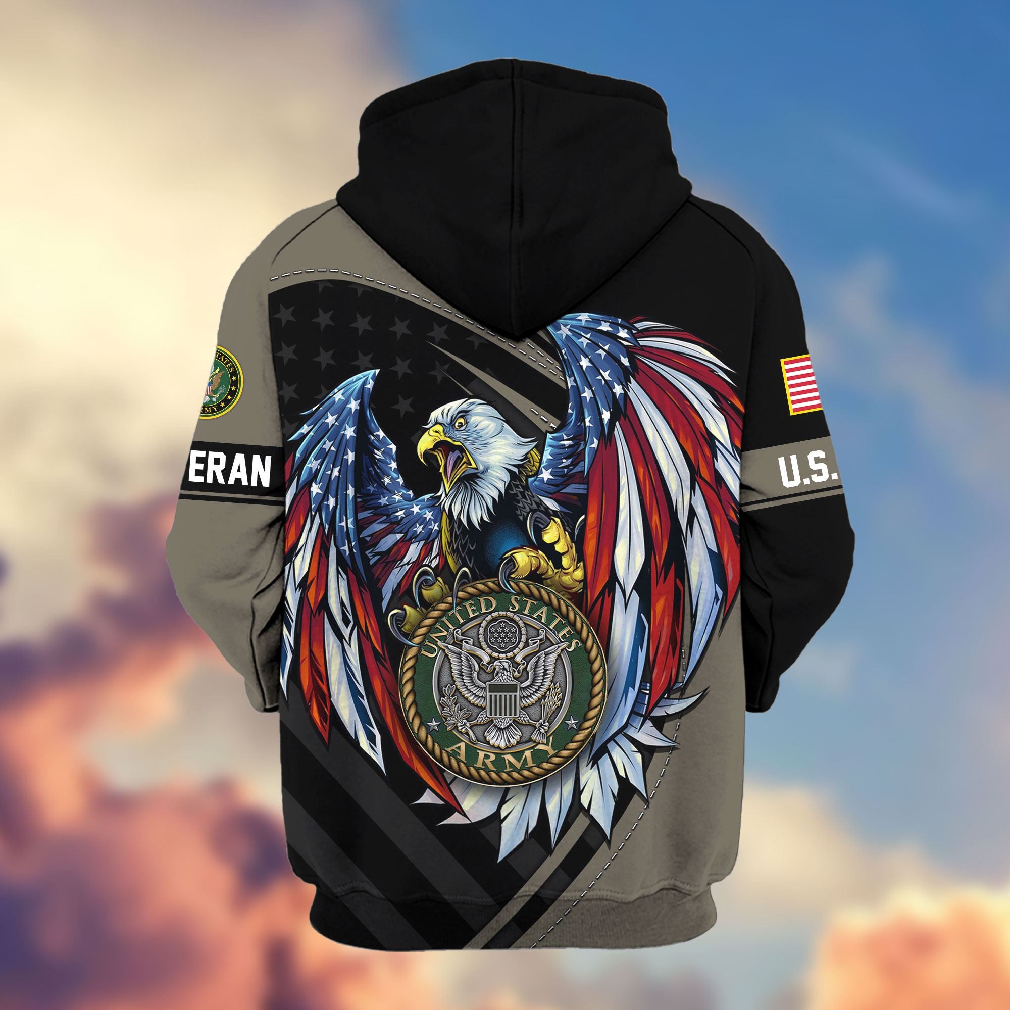 Premium US Veterans Zip Hoodie, Gifts For US Veterans, Gifts For Veterans Day