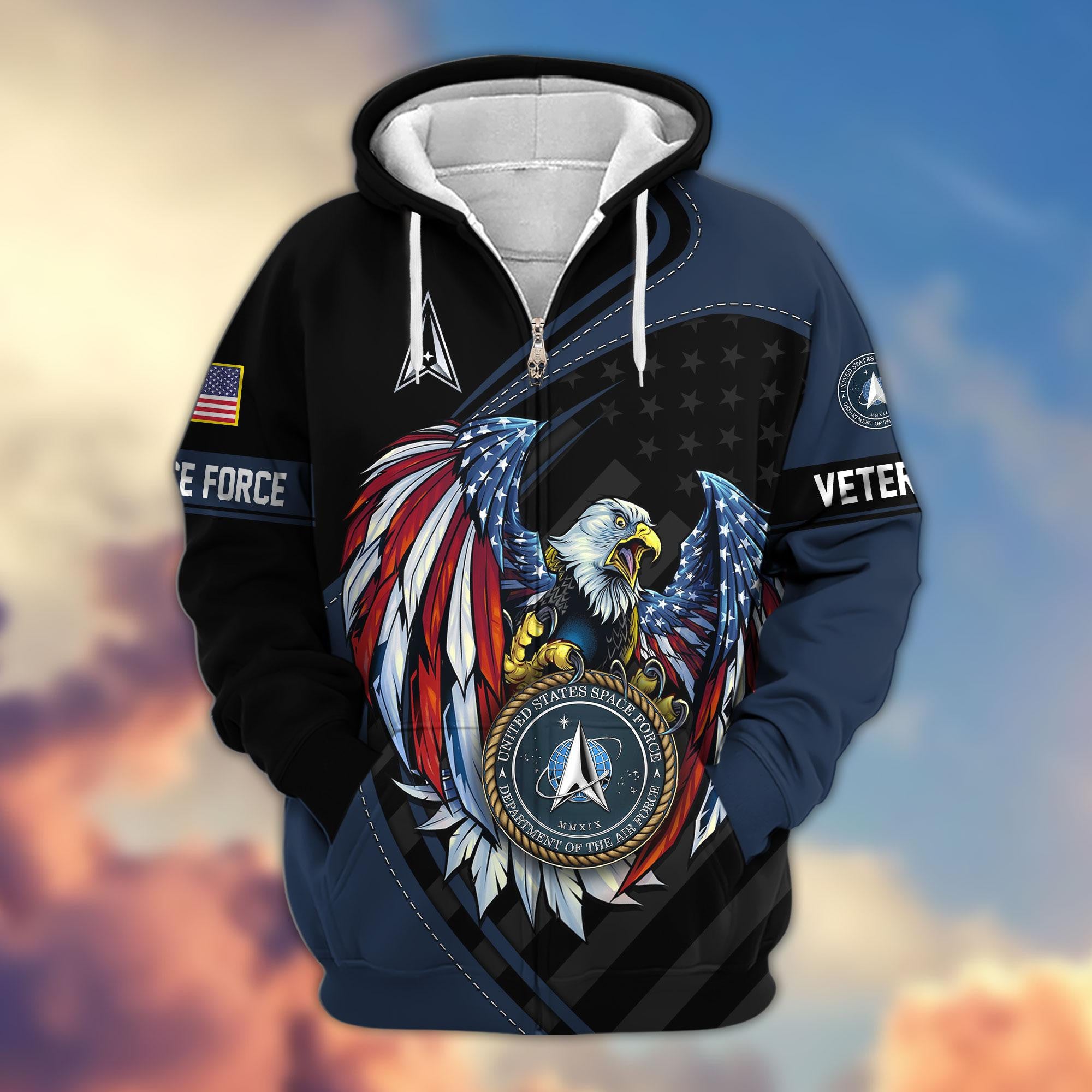 Premium US Veterans Zip Hoodie, Gifts For US Veterans, Gifts For Veterans Day
