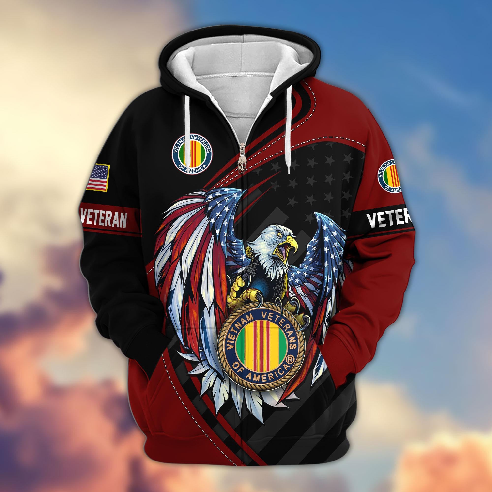 Premium US Veterans Zip Hoodie, Gifts For US Veterans, Gifts For Veterans Day