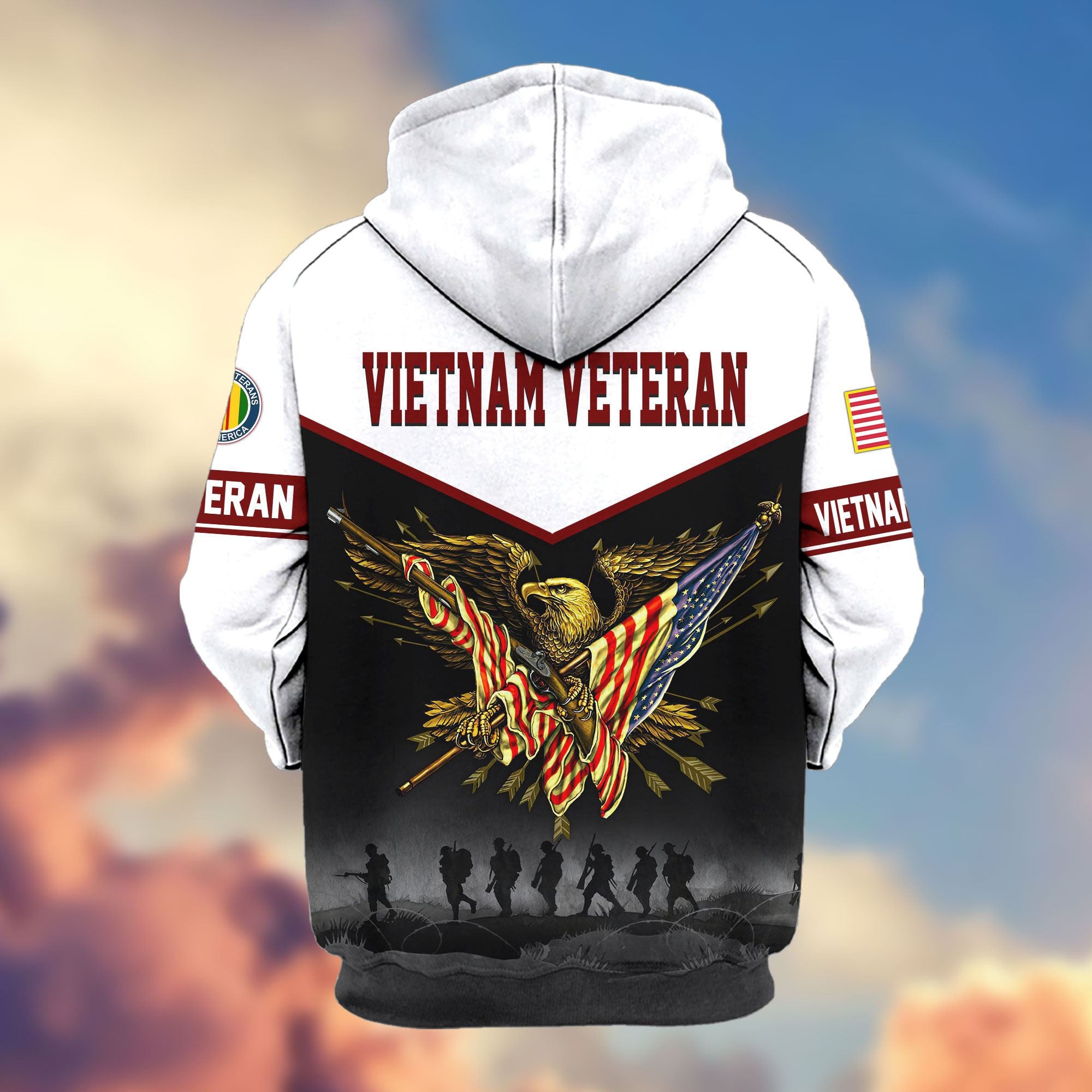 Premium US Veterans Zip Hoodie, Gifts For US Veterans, Gifts For Veterans Day