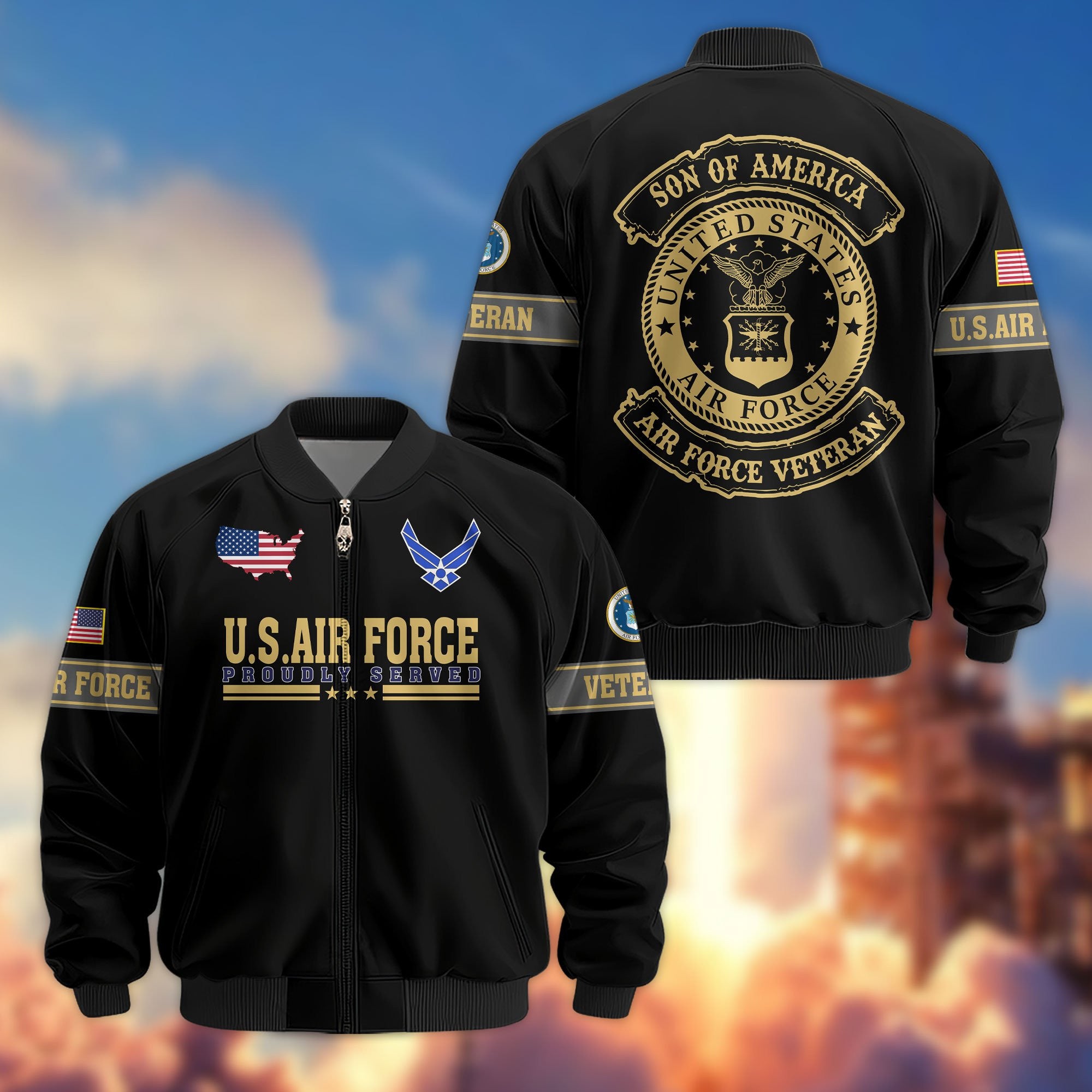 Premium Son Of America US Veterans Bomber Jacket, Gifts For US Veterans, Gifts For Veterans Day