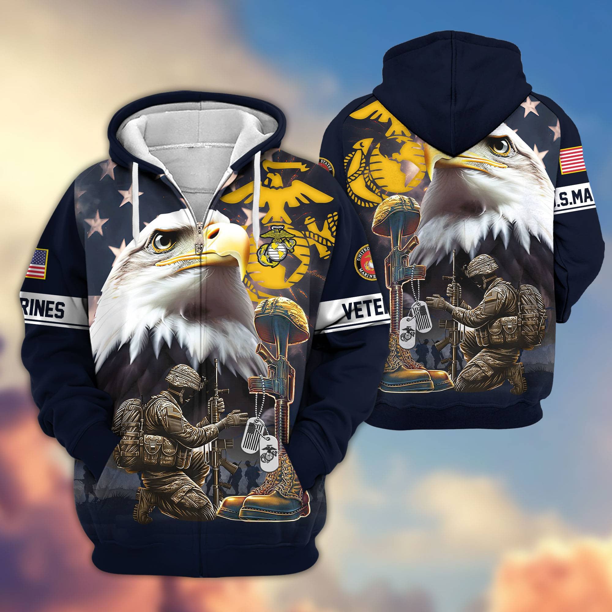 Premium Honoring All Who Served US Veterans Zip Hoodie, Gifts For US Veterans, Gifts For Veterans Day