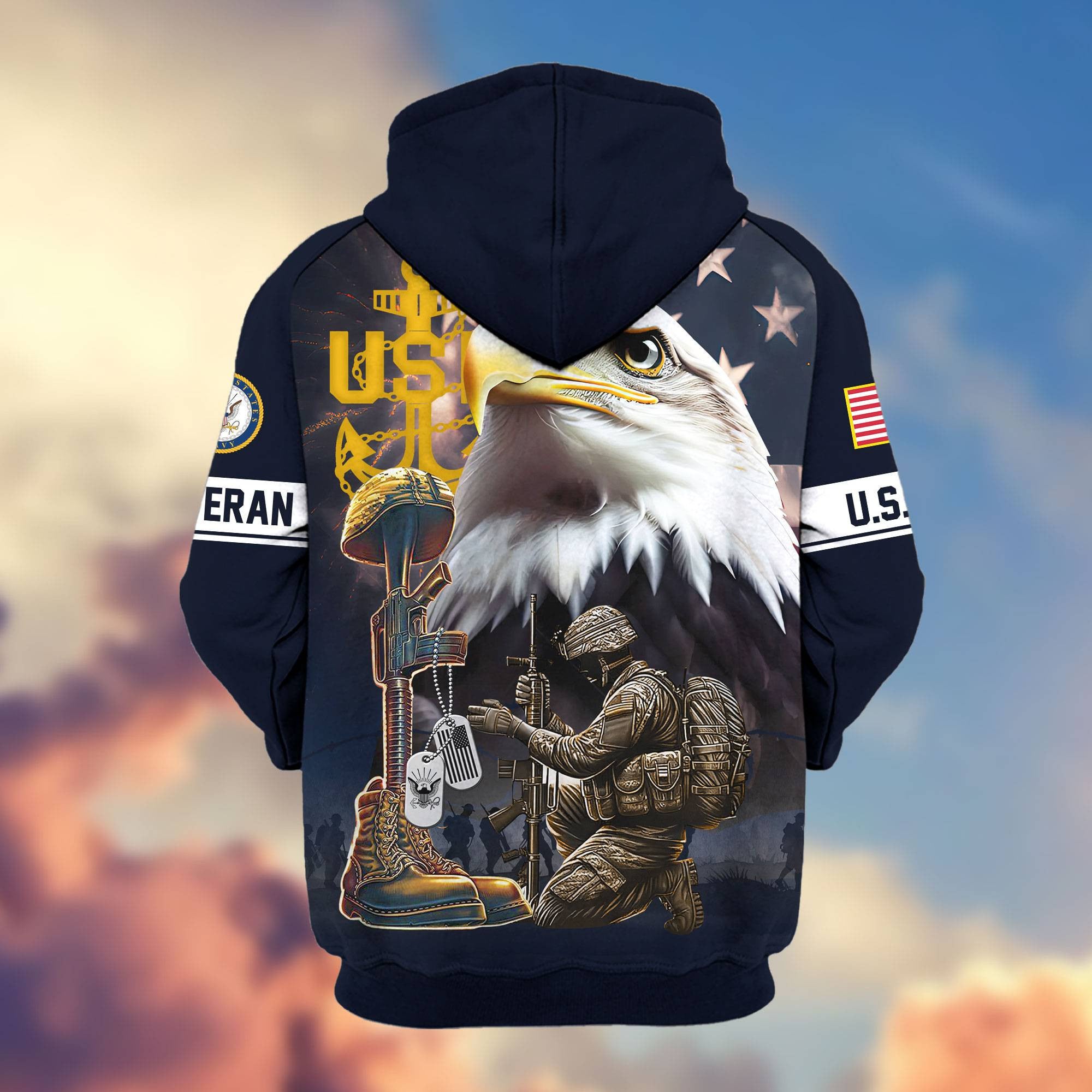 Premium Honoring All Who Served US Veterans Zip Hoodie, Gifts For US Veterans, Gifts For Veterans Day