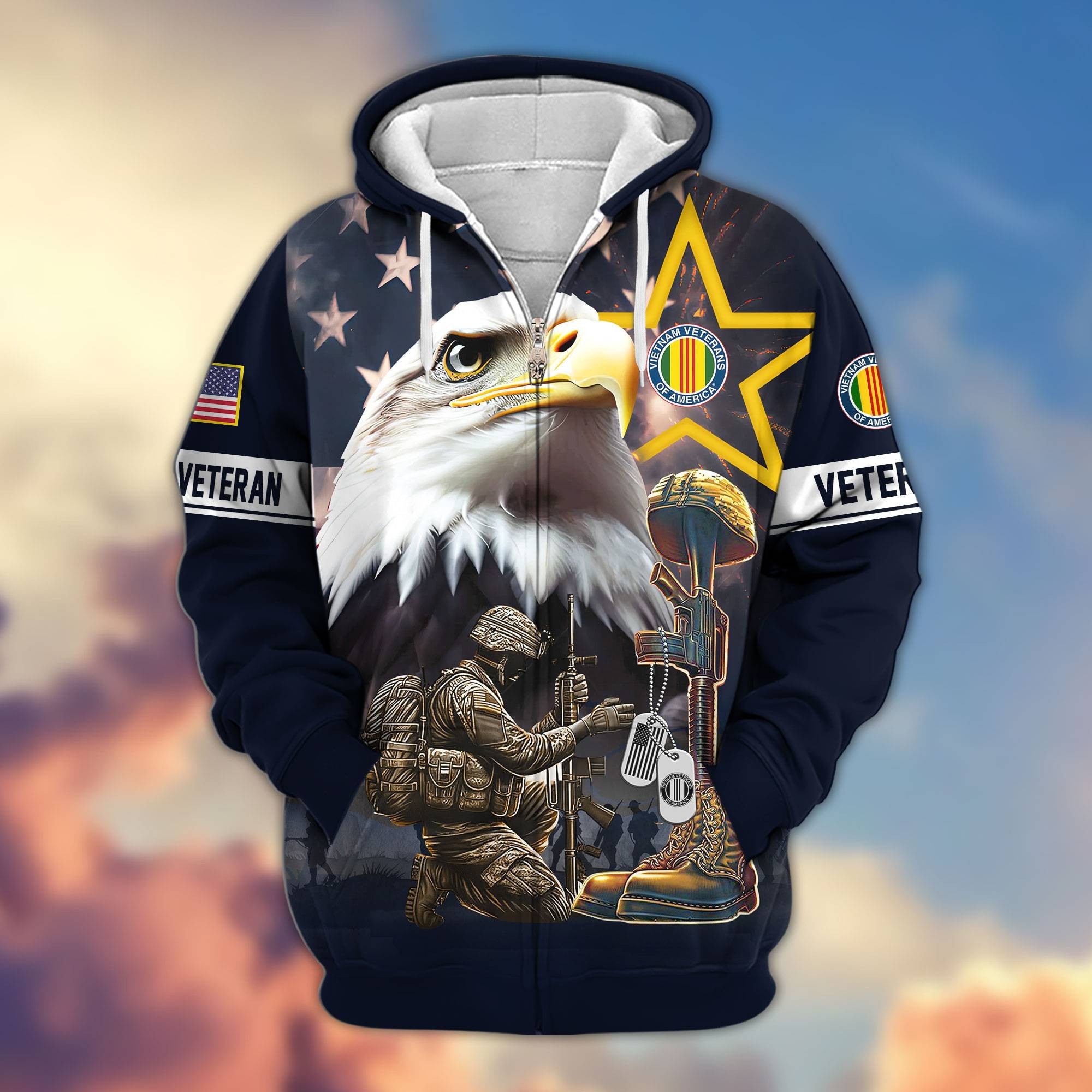 Premium Honoring All Who Served US Veterans Zip Hoodie, Gifts For US Veterans, Gifts For Veterans Day