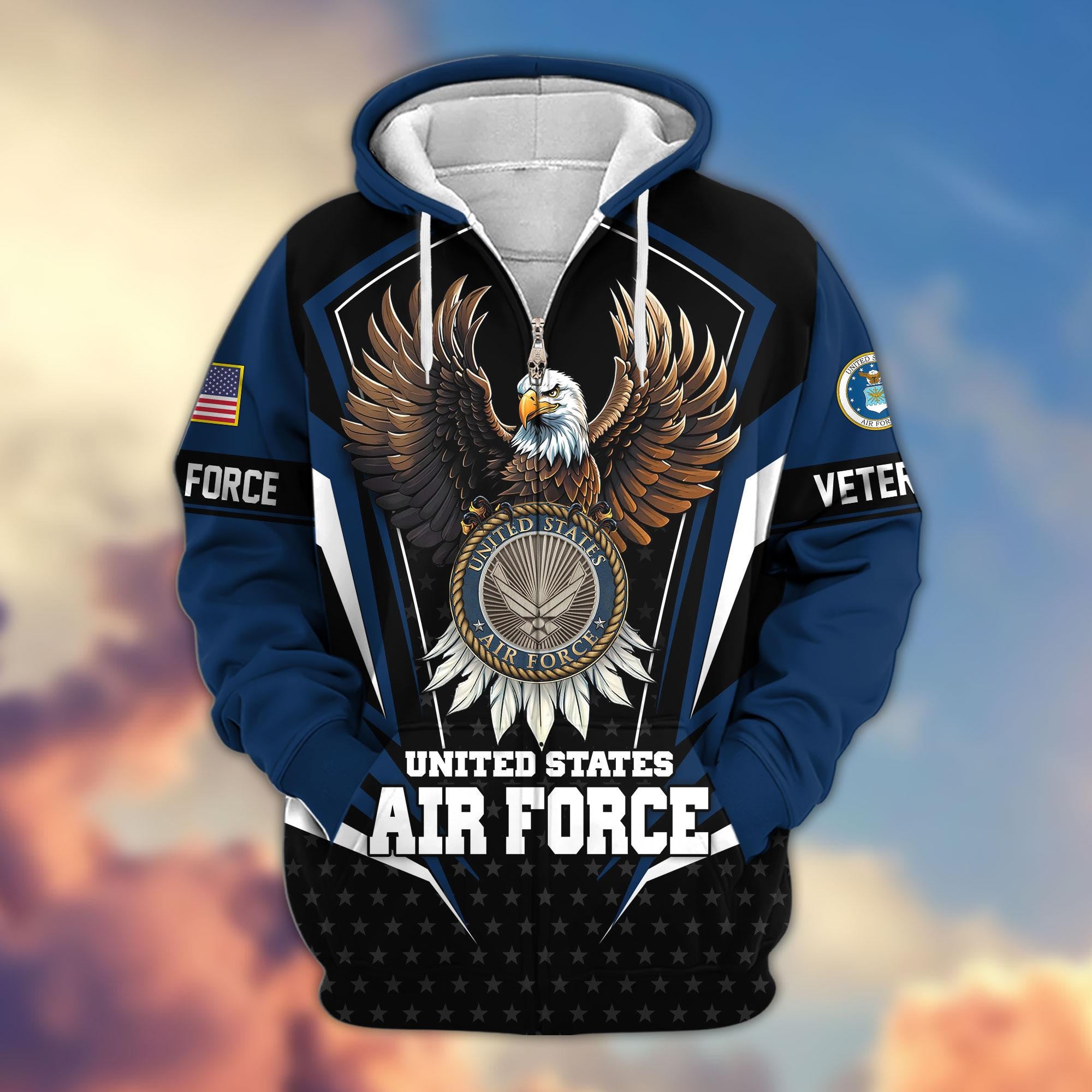 Premium US Veterans Zip Hoodie, Gifts For US Veterans, Gifts For Veterans Day