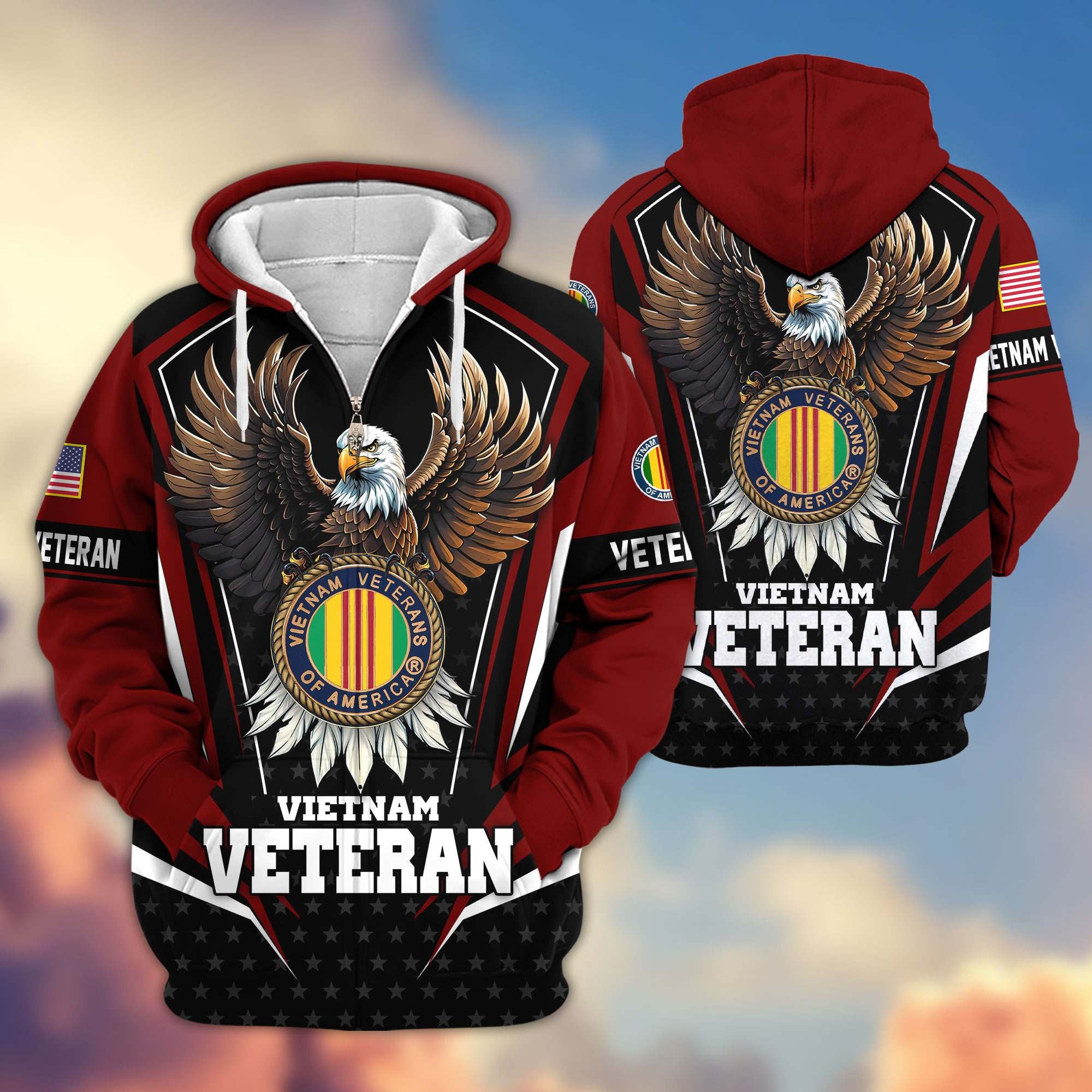Premium US Veterans Zip Hoodie, Gifts For US Veterans, Gifts For Veterans Day