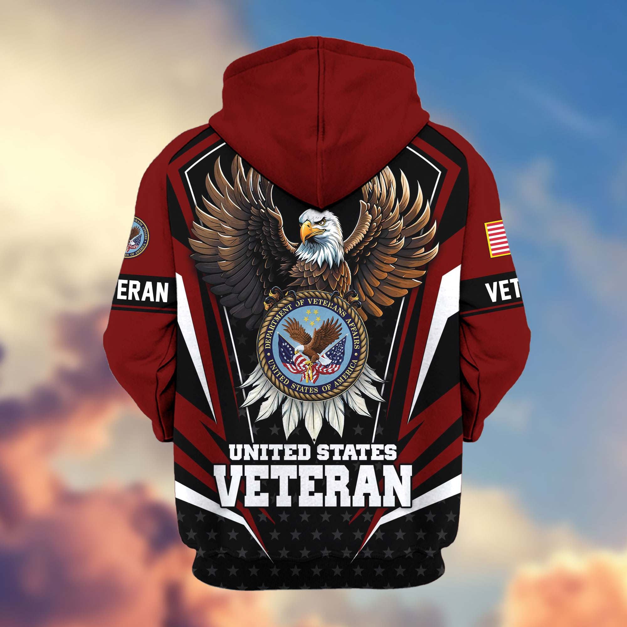 Premium US Veterans Zip Hoodie, Gifts For US Veterans, Gifts For Veterans Day