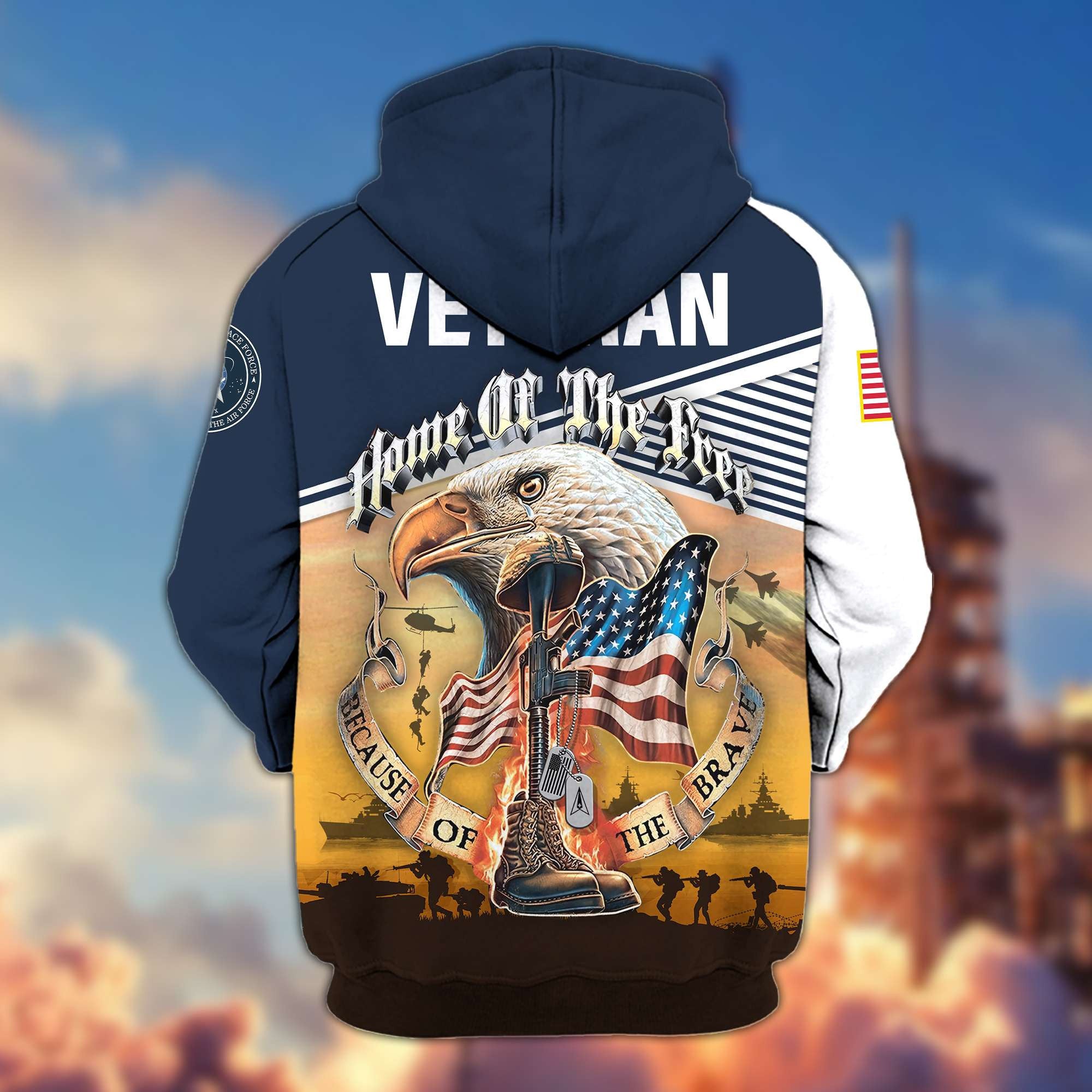 Premium US Veterans Zip Hoodie, Home Of The Free Because Of The Brave, Gifts For US Veterans