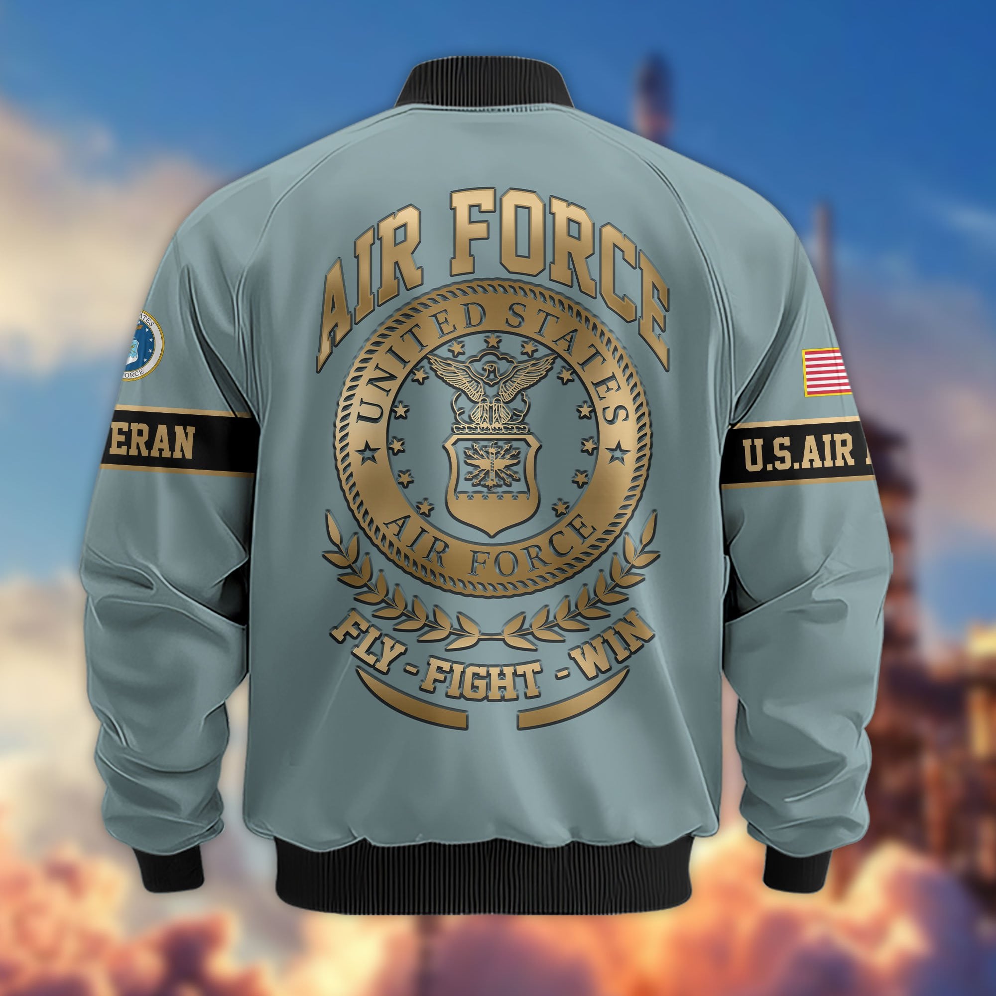 Premium Proudly Served US Veterans Bomber Jacket, Gifts For US Veterans, Gifts For Veterans Day